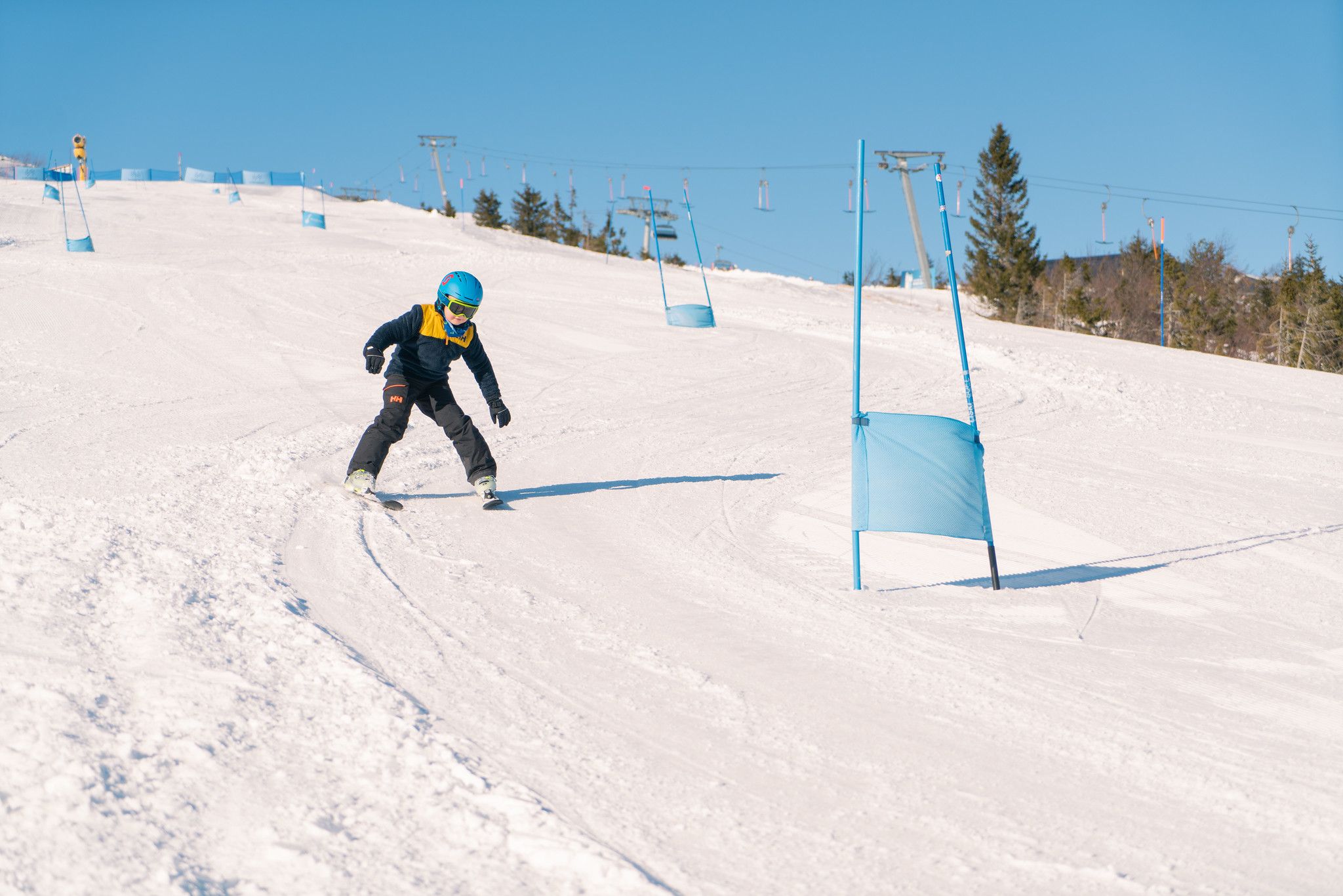 A child skiing down the slopes for children at Norefjell.