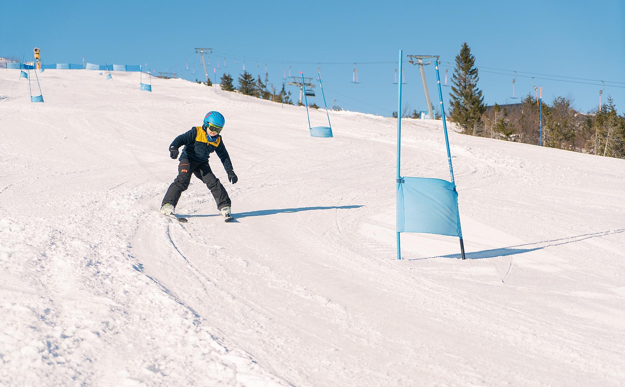 A child skiing down the slopes for children at Norefjell.
