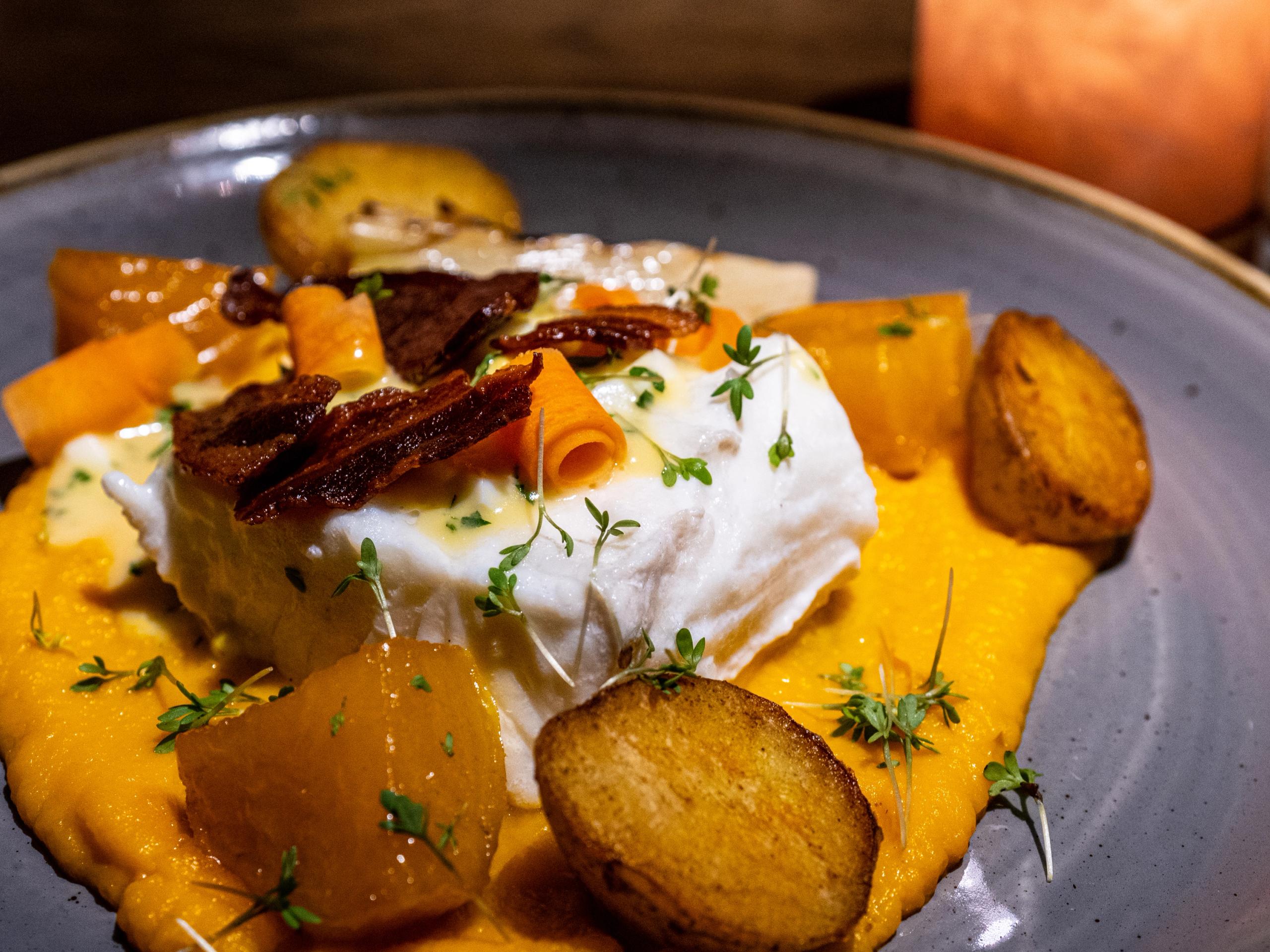 Halibut meal at restaurant Skirri in Tromsø