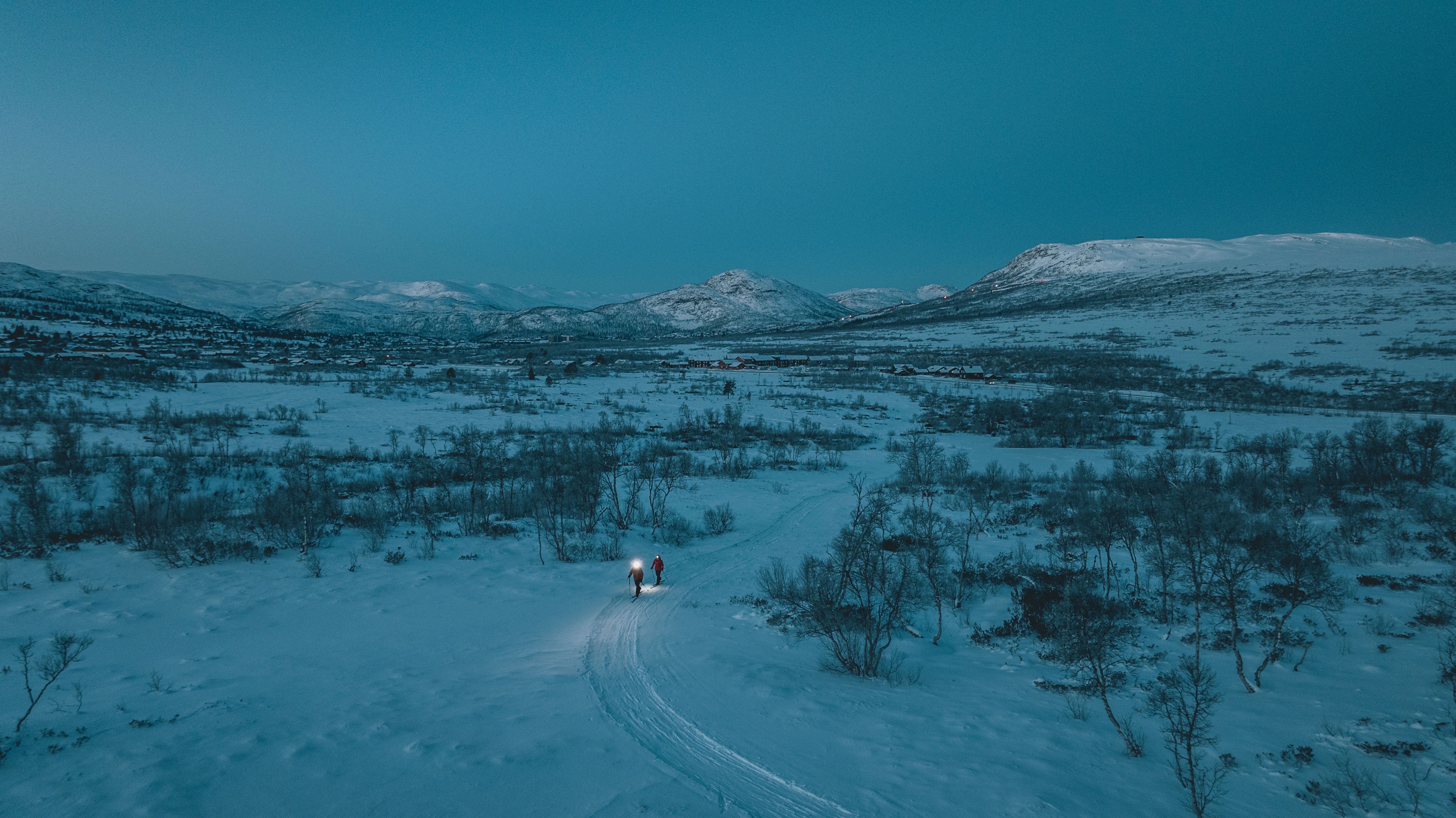 Nighttime Cross-Country Skiing in Southern Norway