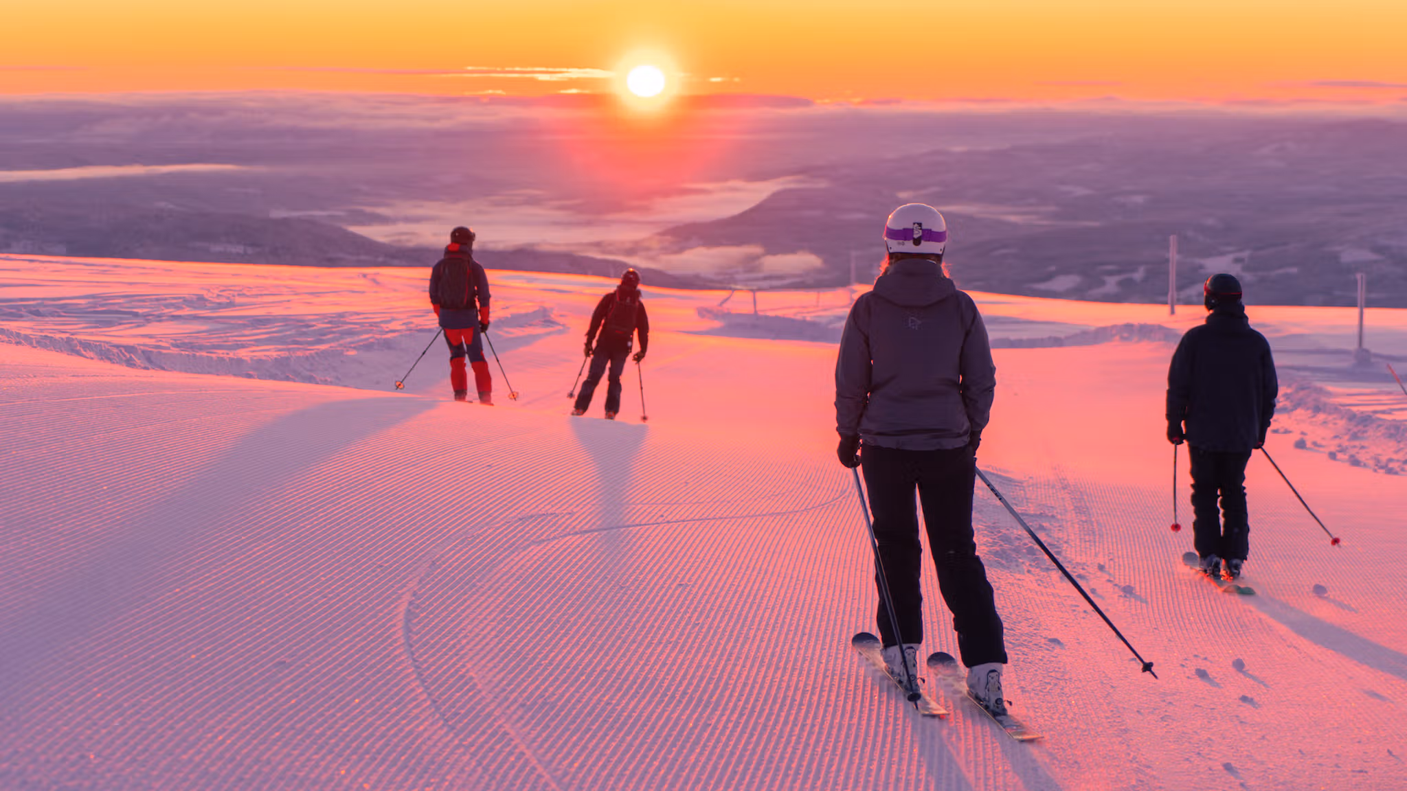 Beautiful winter sun in Norefjell Ski Resort, Eastern Norway