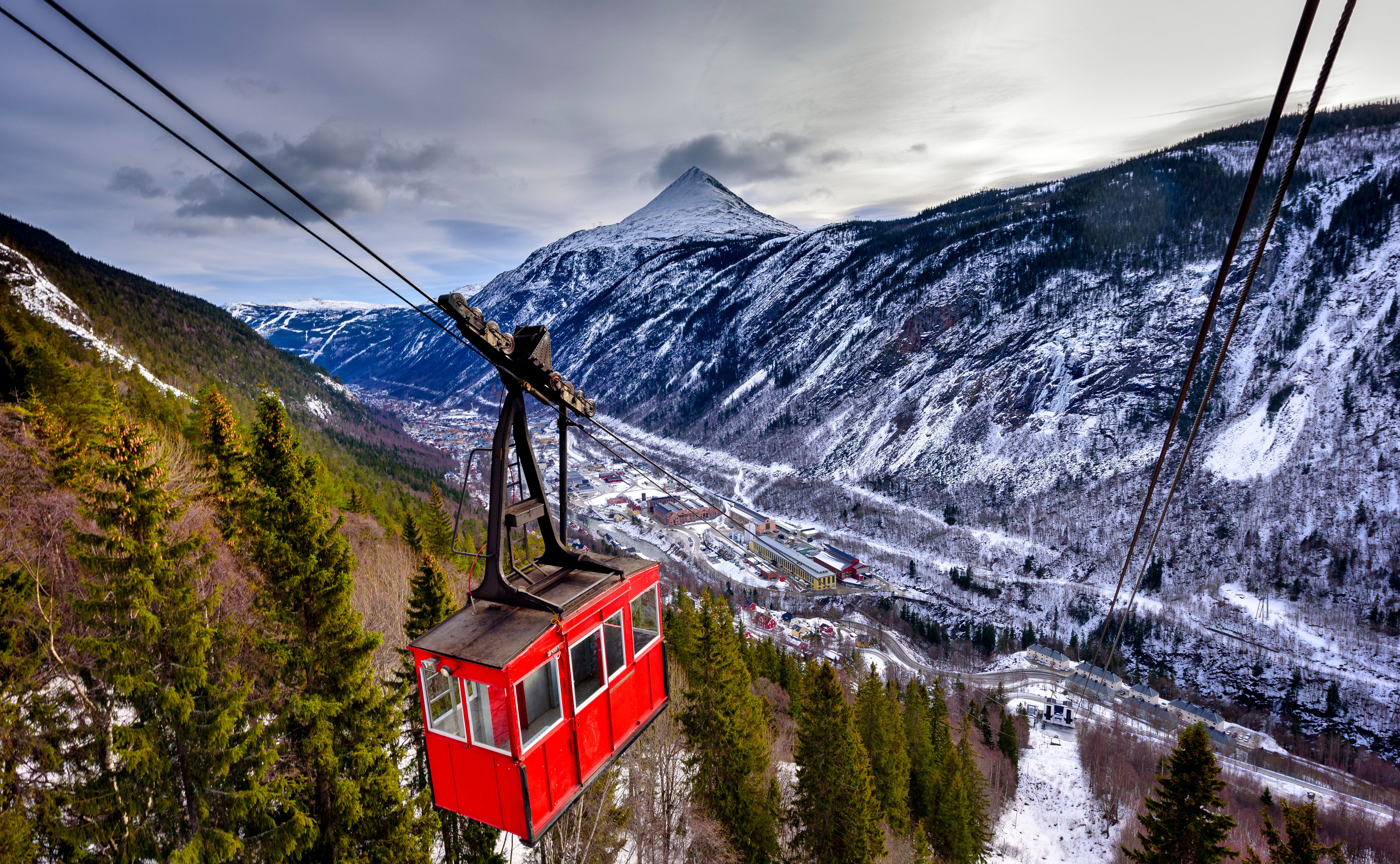 Krossobanen cable car in Rjukan in Telemark, Eastern Norway