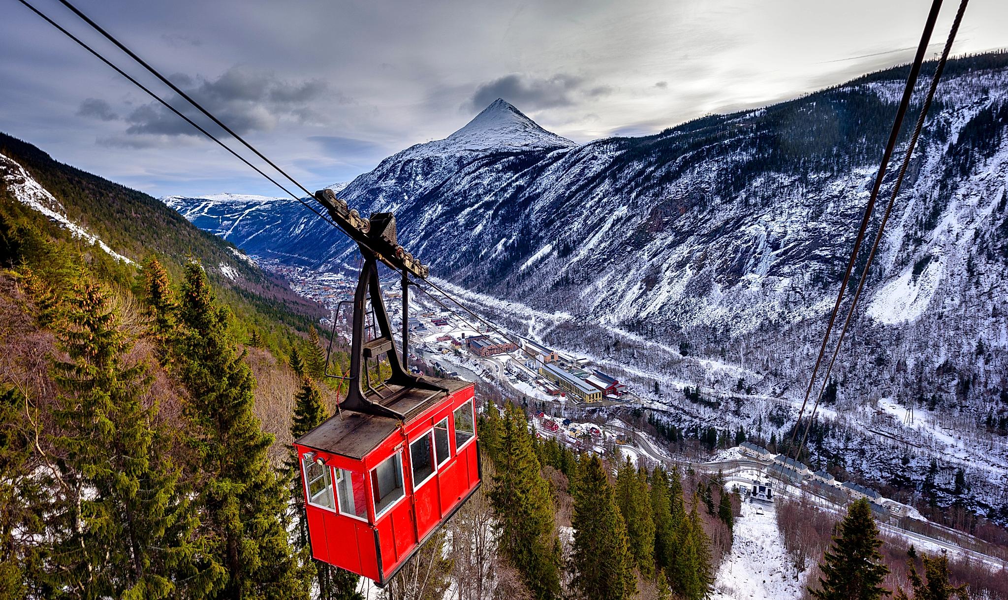 Krossobanen cable car in Rjukan in Telemark, Eastern Norway