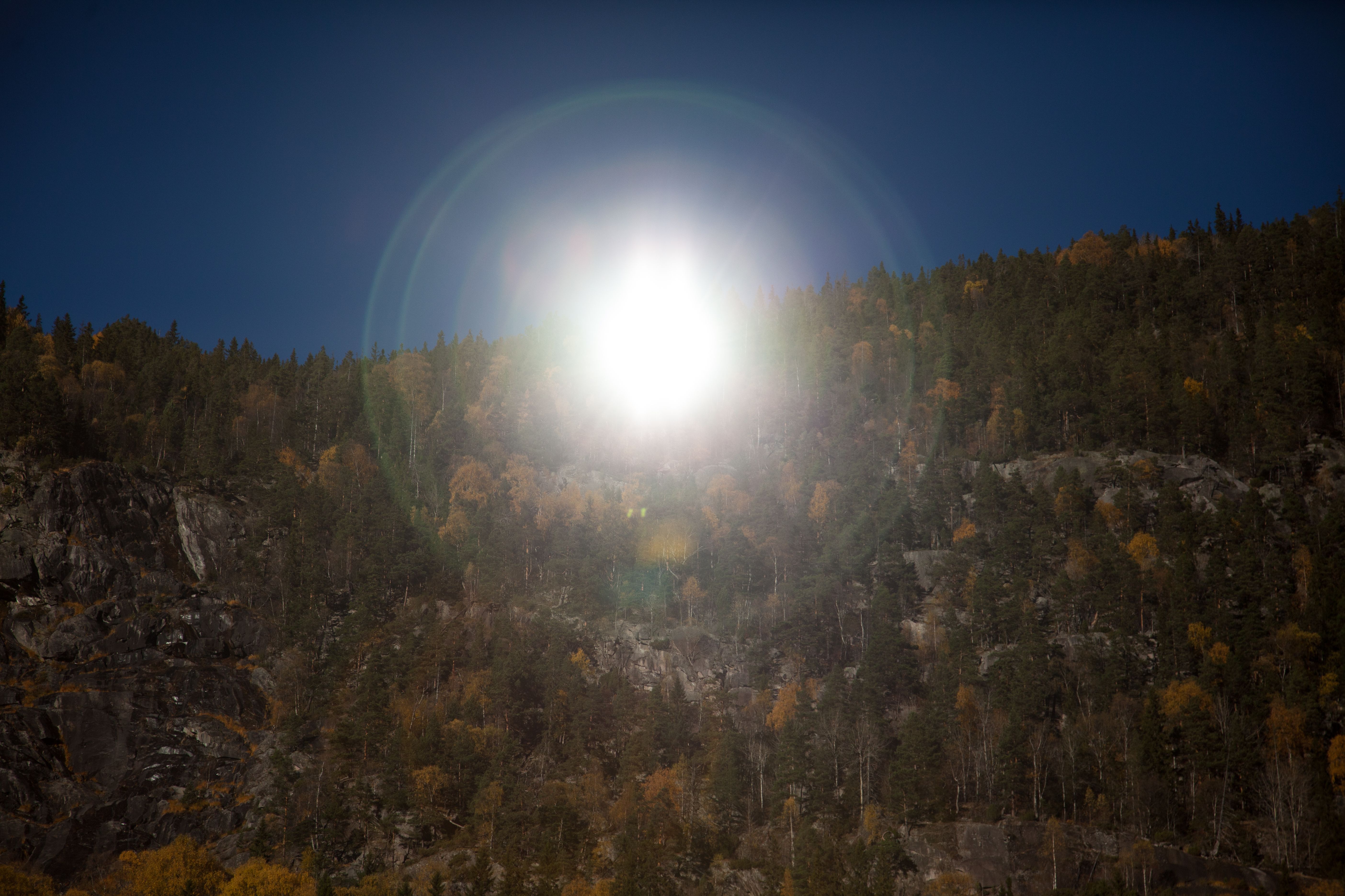 Sun reflection from the sun mirror at Rjukan in Telemark, Eastern Norway