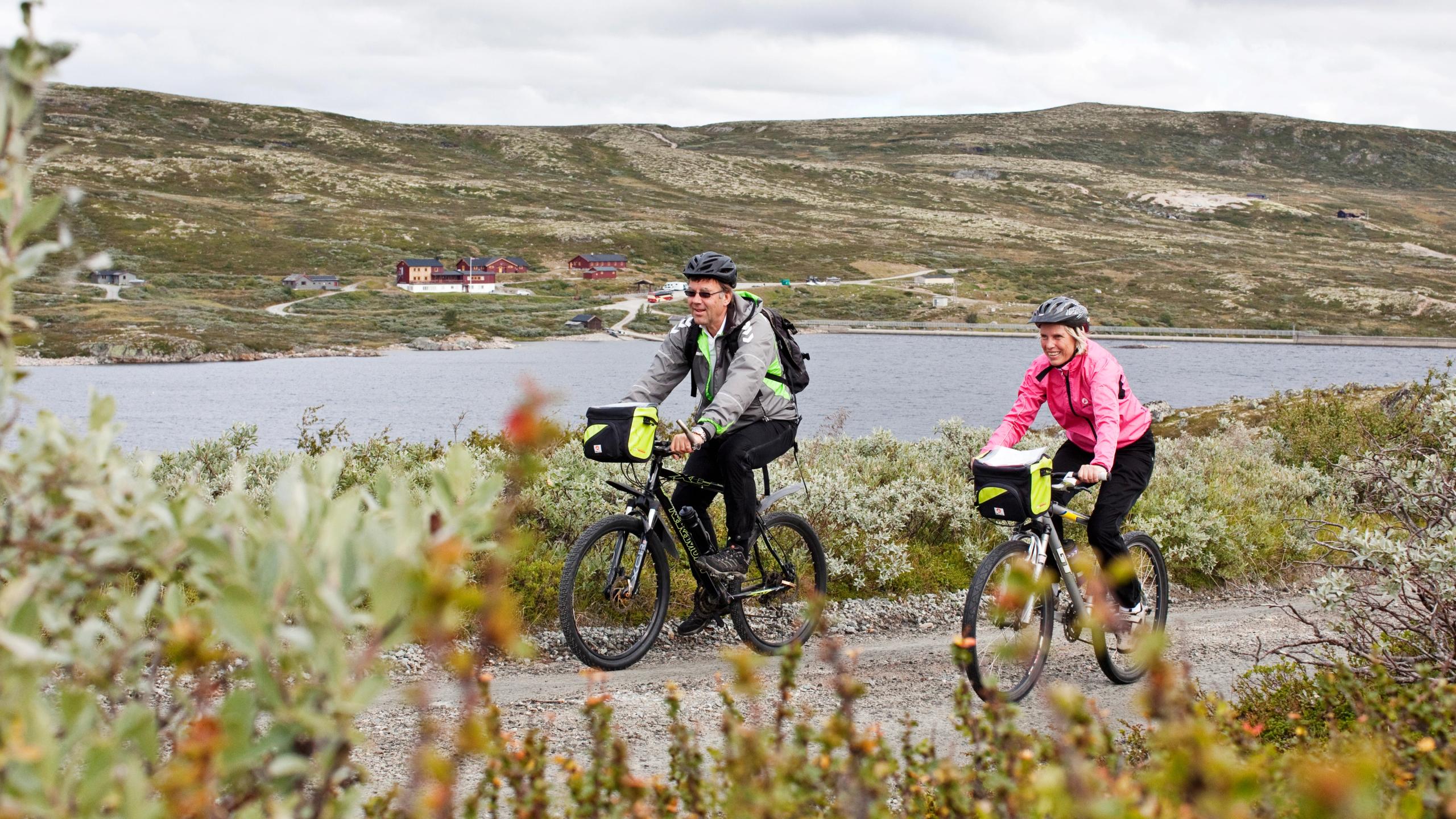 Et par som sykler på Hardangeridda