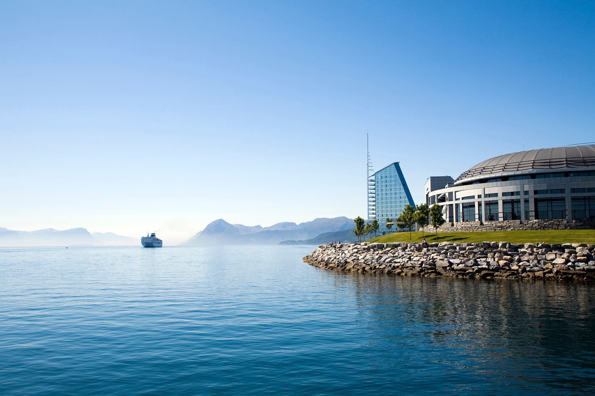Aker Stadium next to the waterfront 