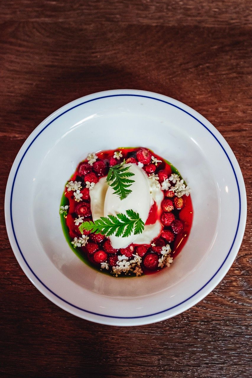 A fresh berry dessert served at Spontan wine bar. 
