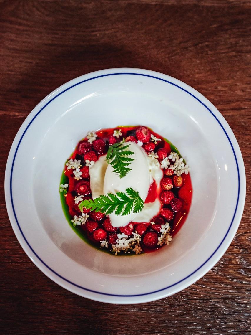 A fresh berry dessert served at Spontan wine bar.