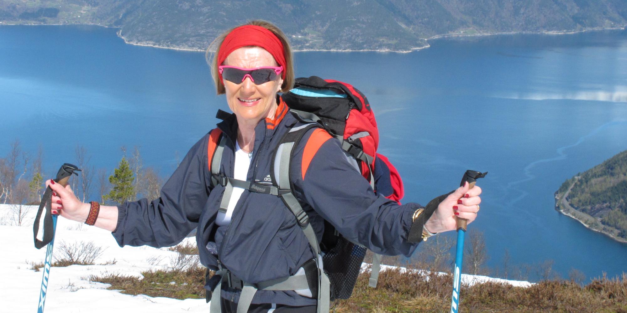 H.M. Sonja, the Queen of Norway on a hike