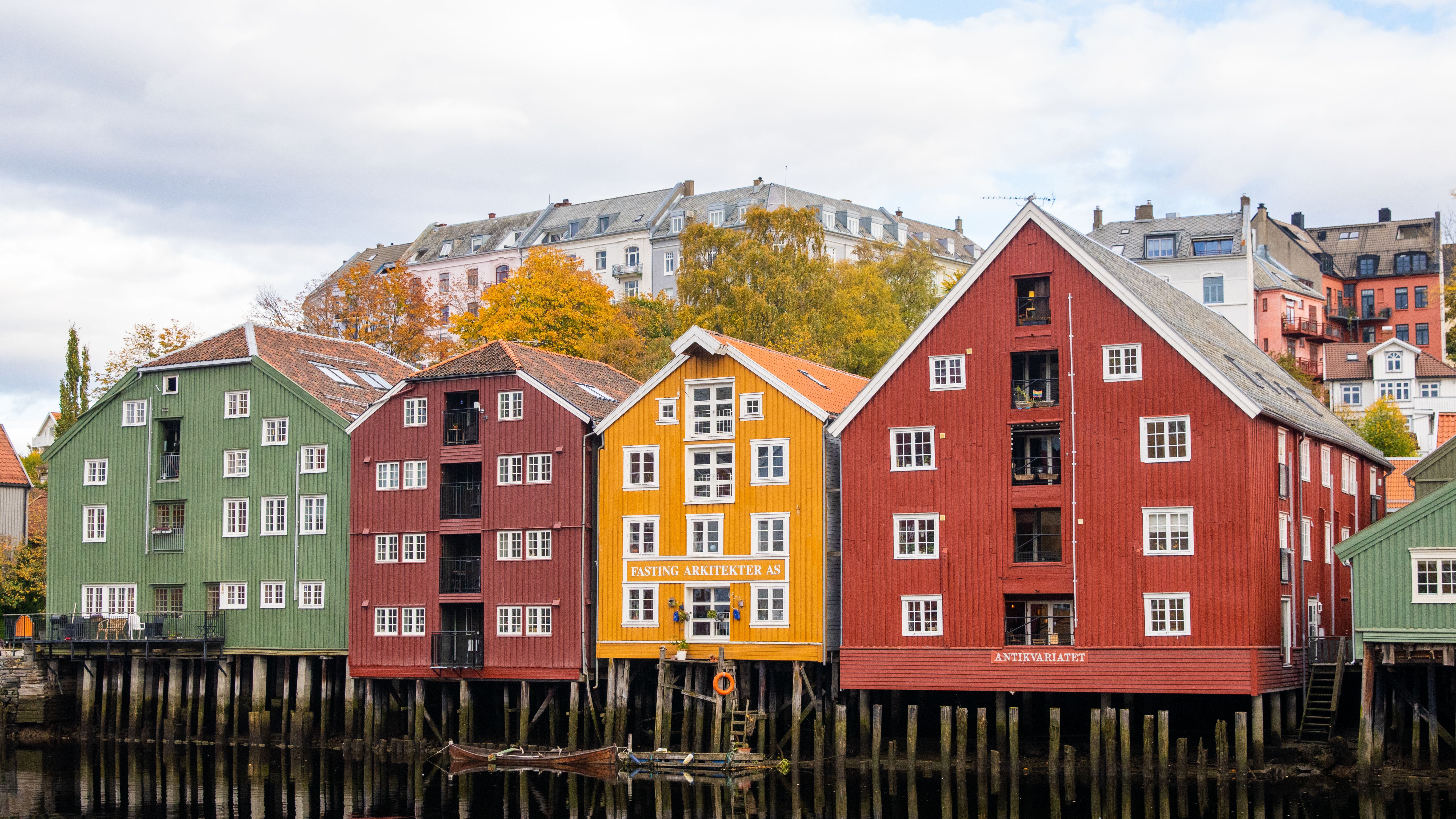 Colorful houses along Nidelven in Trondheim