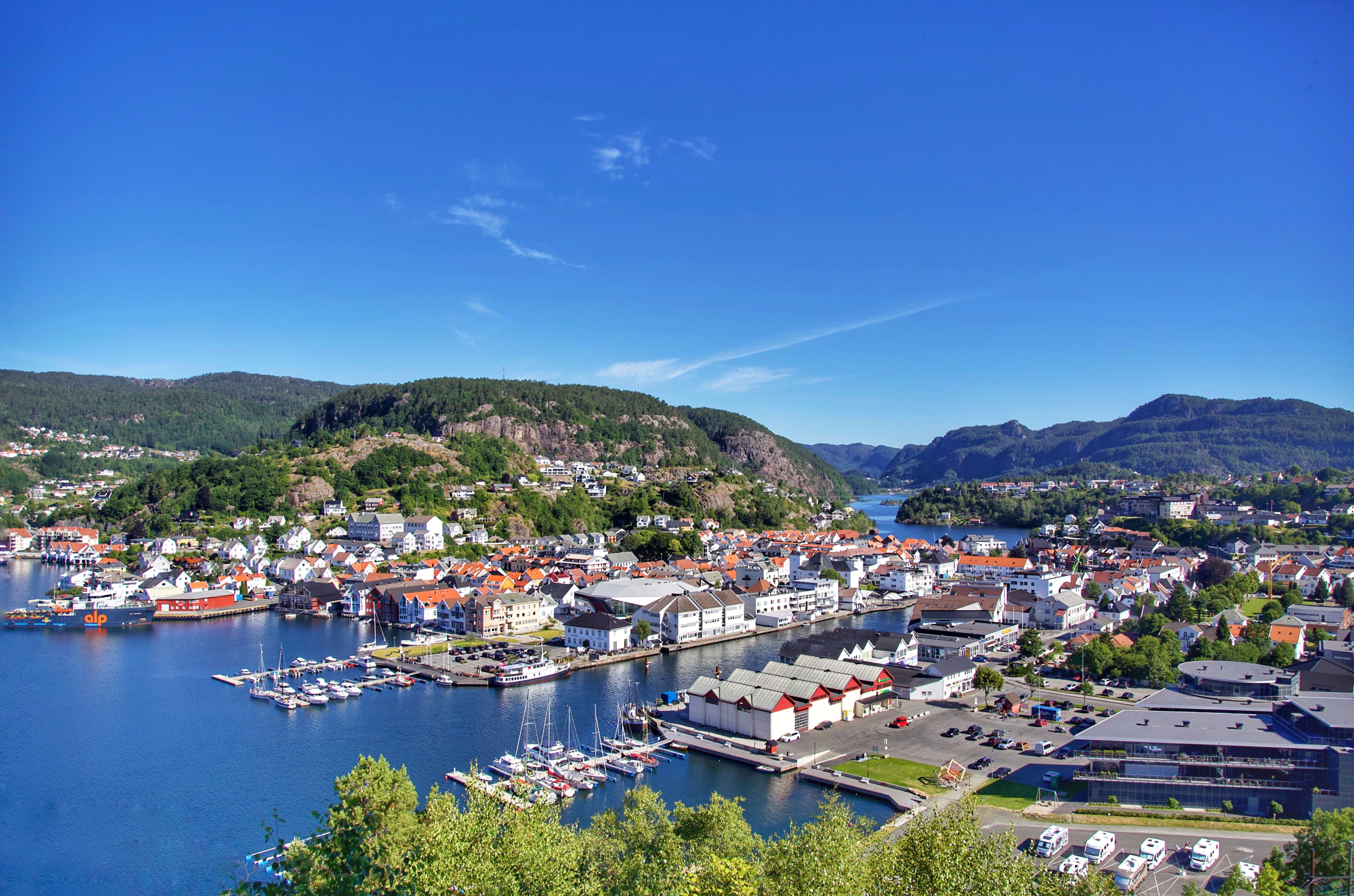 Flekkefjord in Southern Norway from above
