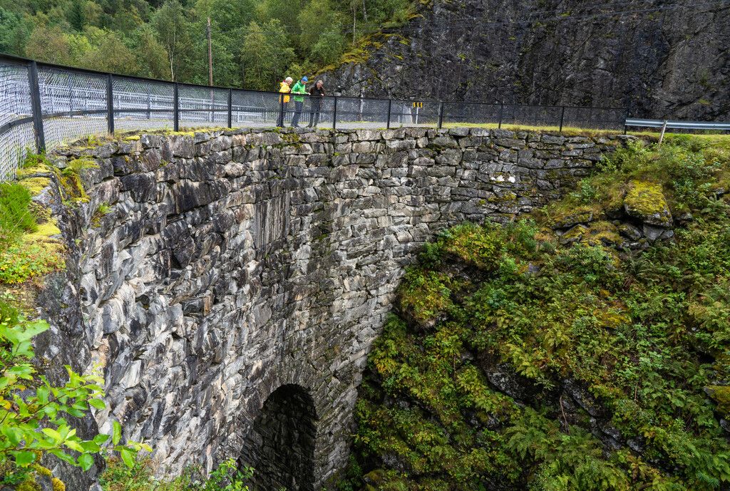 An old stone bridge.