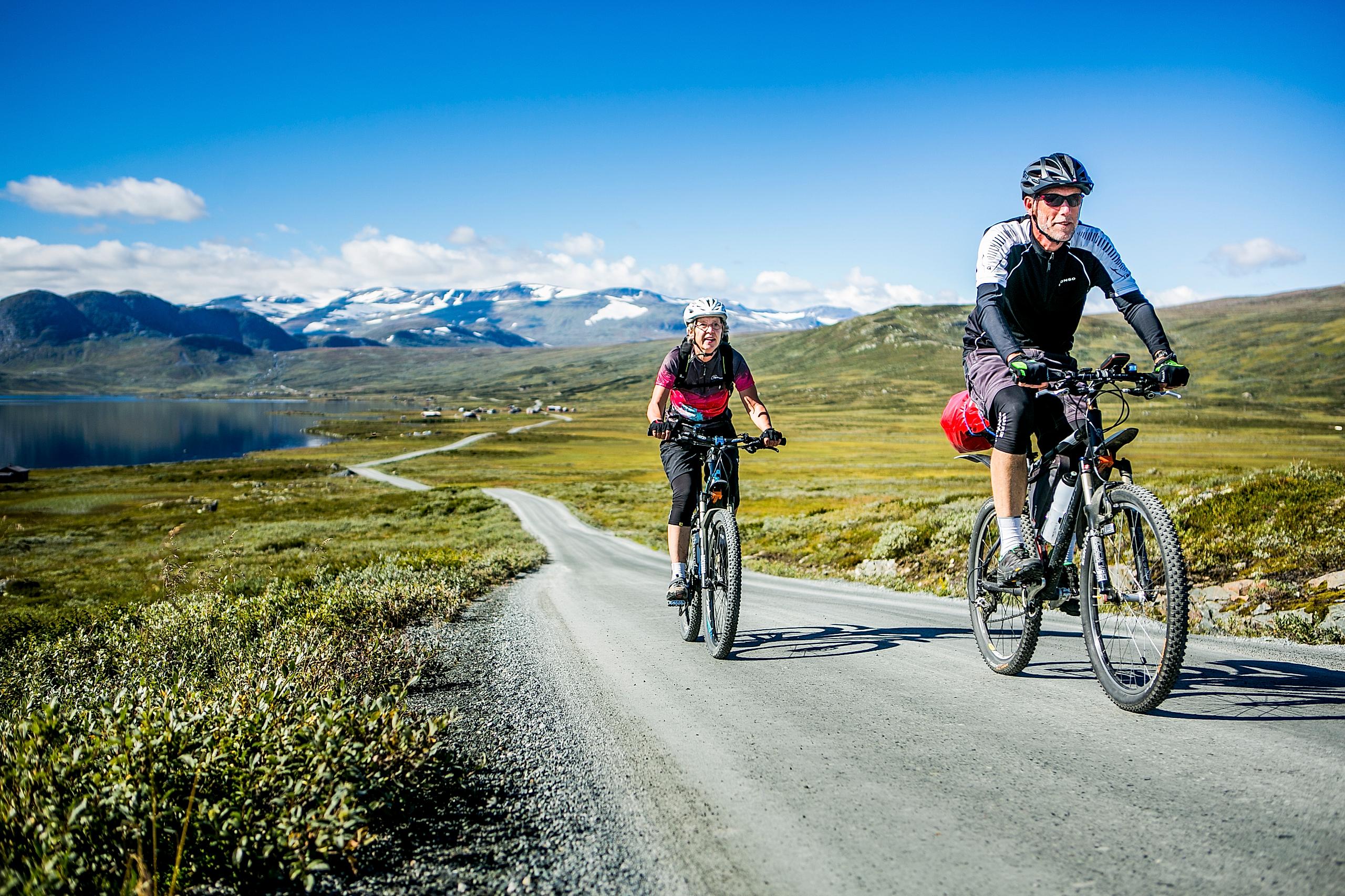 Et par sykler Mjølkevegen i Valdres på Østlandet