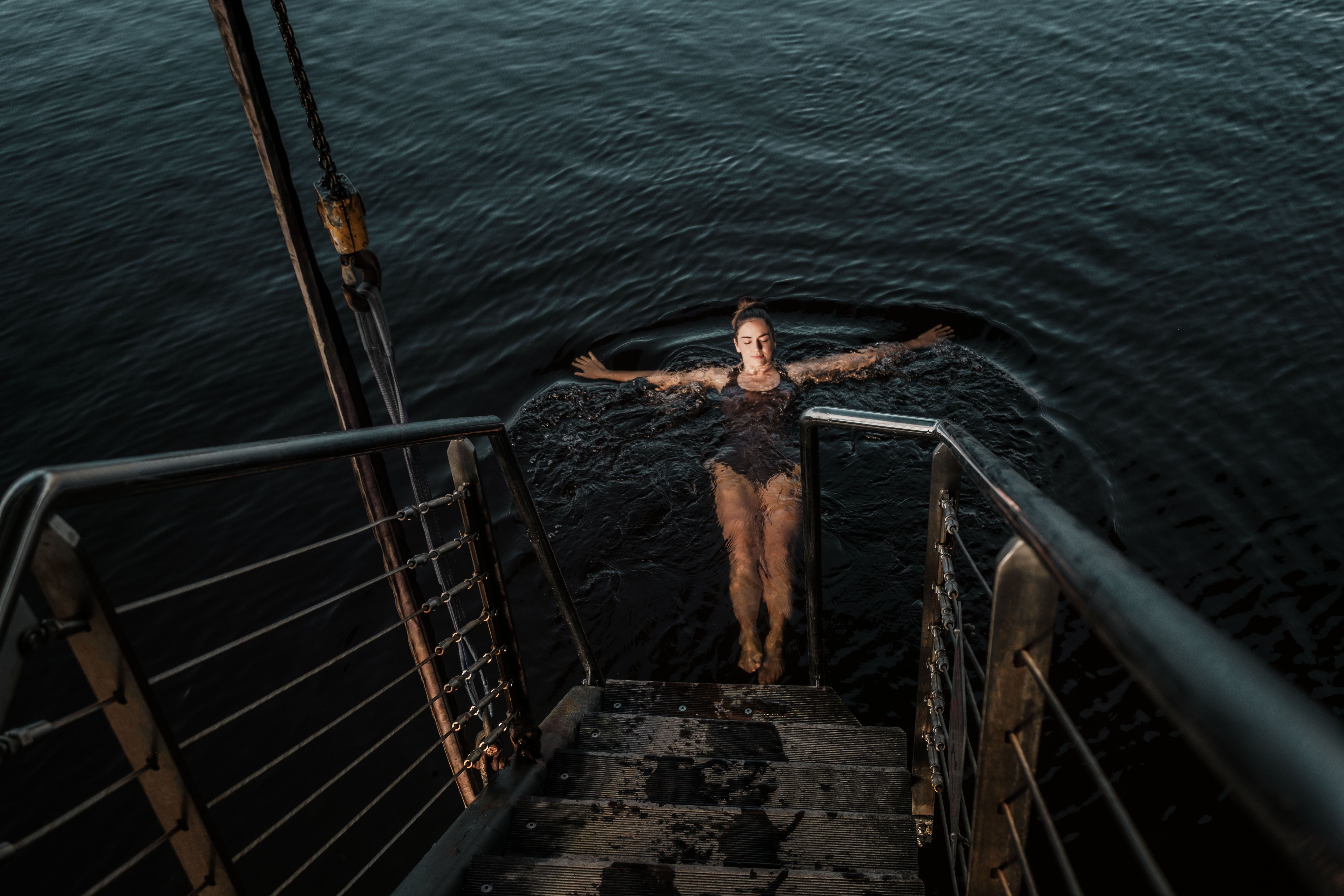 A woman swimming in the sea.