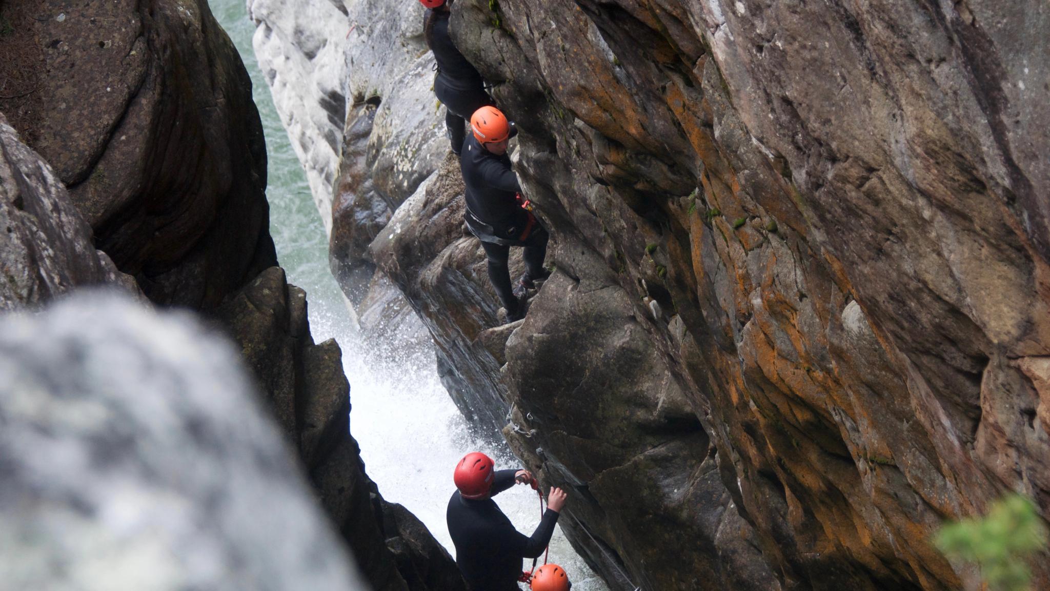 People canyoning in Oppdal, Trøndelag