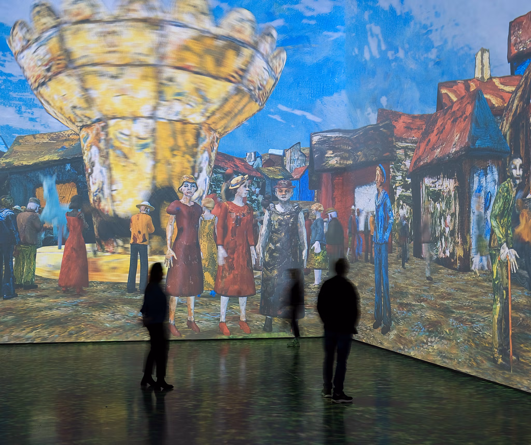 People looking at an art exhibition inside the Kunstsilo - art silo in Kristiansand, Southern Norway