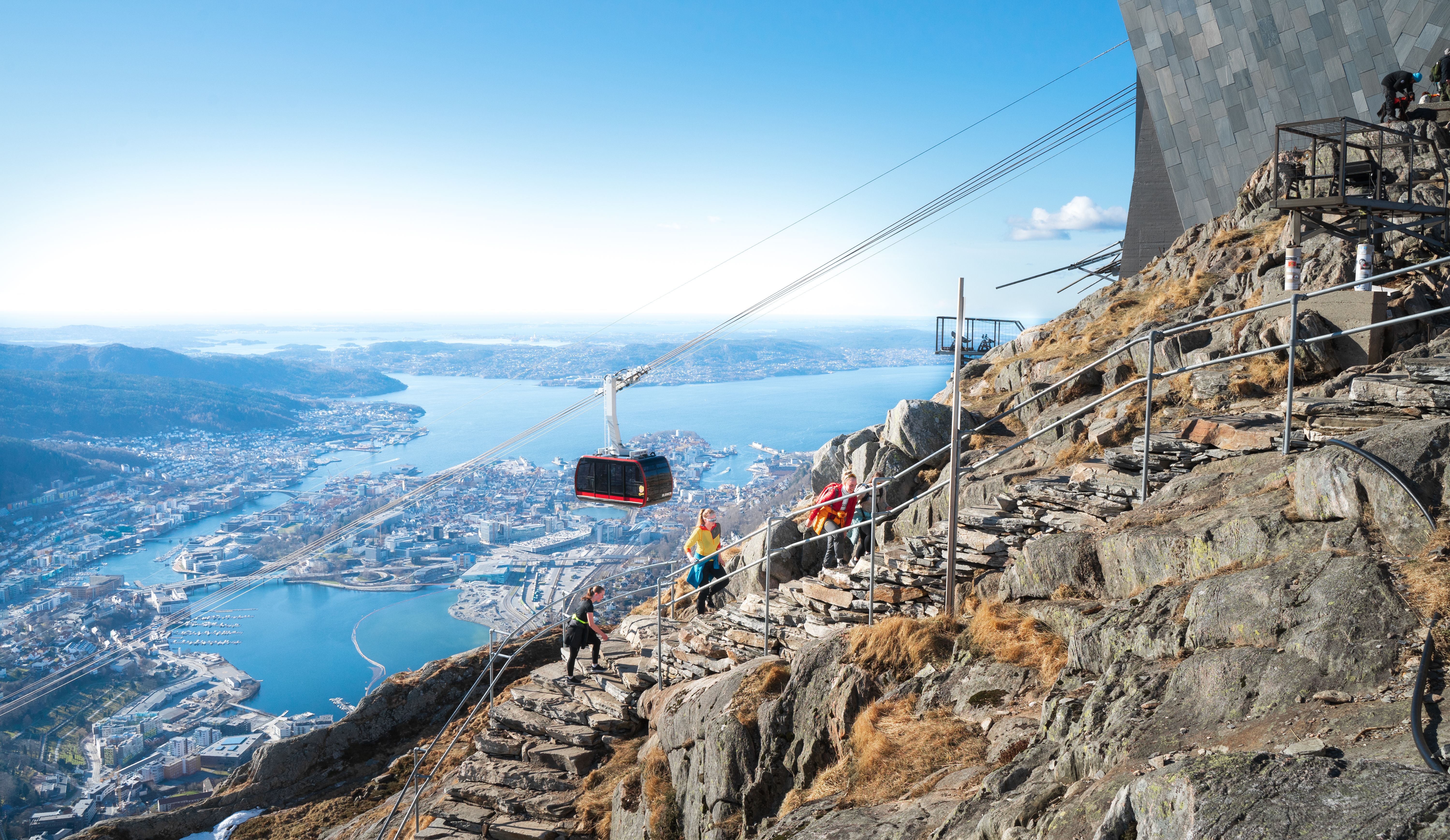 People hiking Oppstemten to Mount Ulriken in Bergen