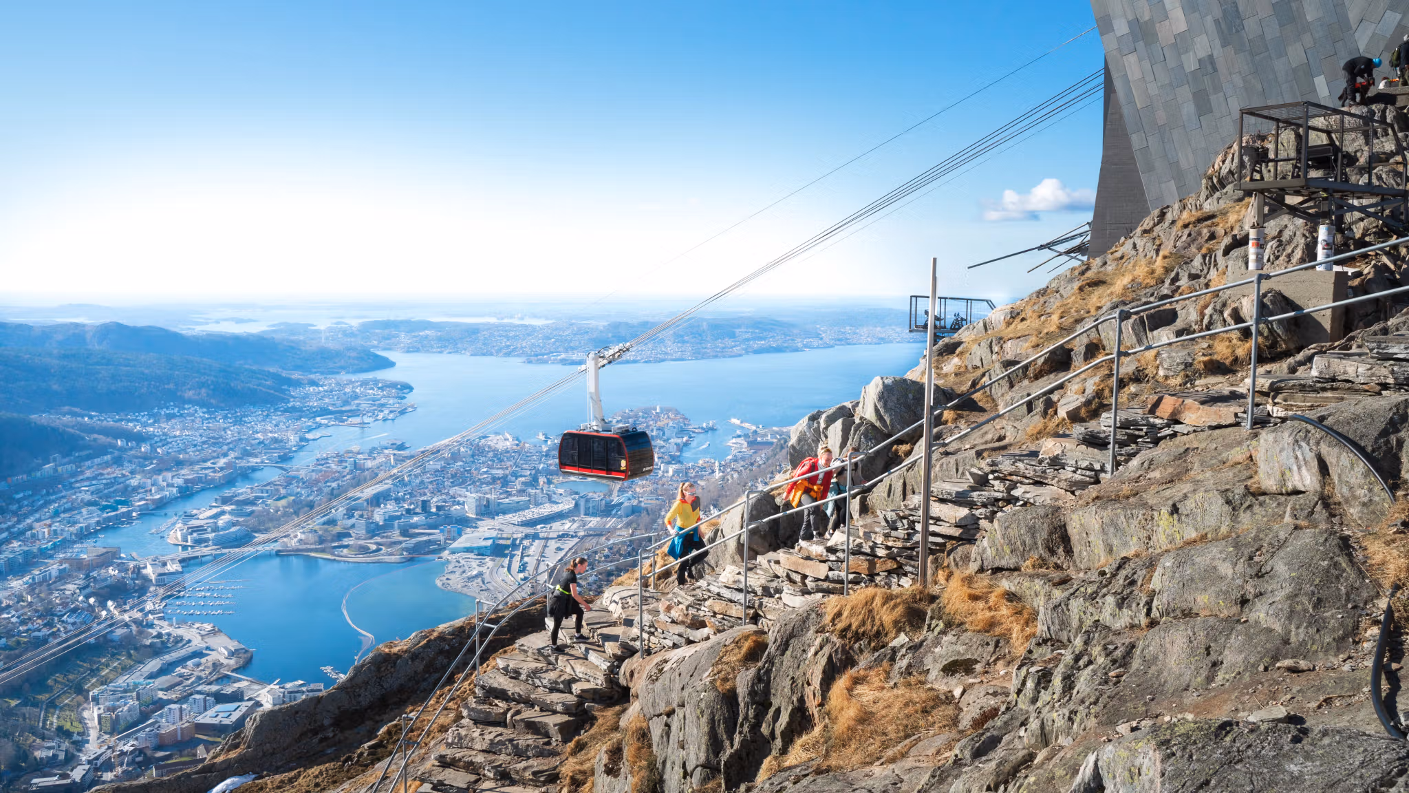 People hiking Oppstemten to Mount Ulriken in Bergen