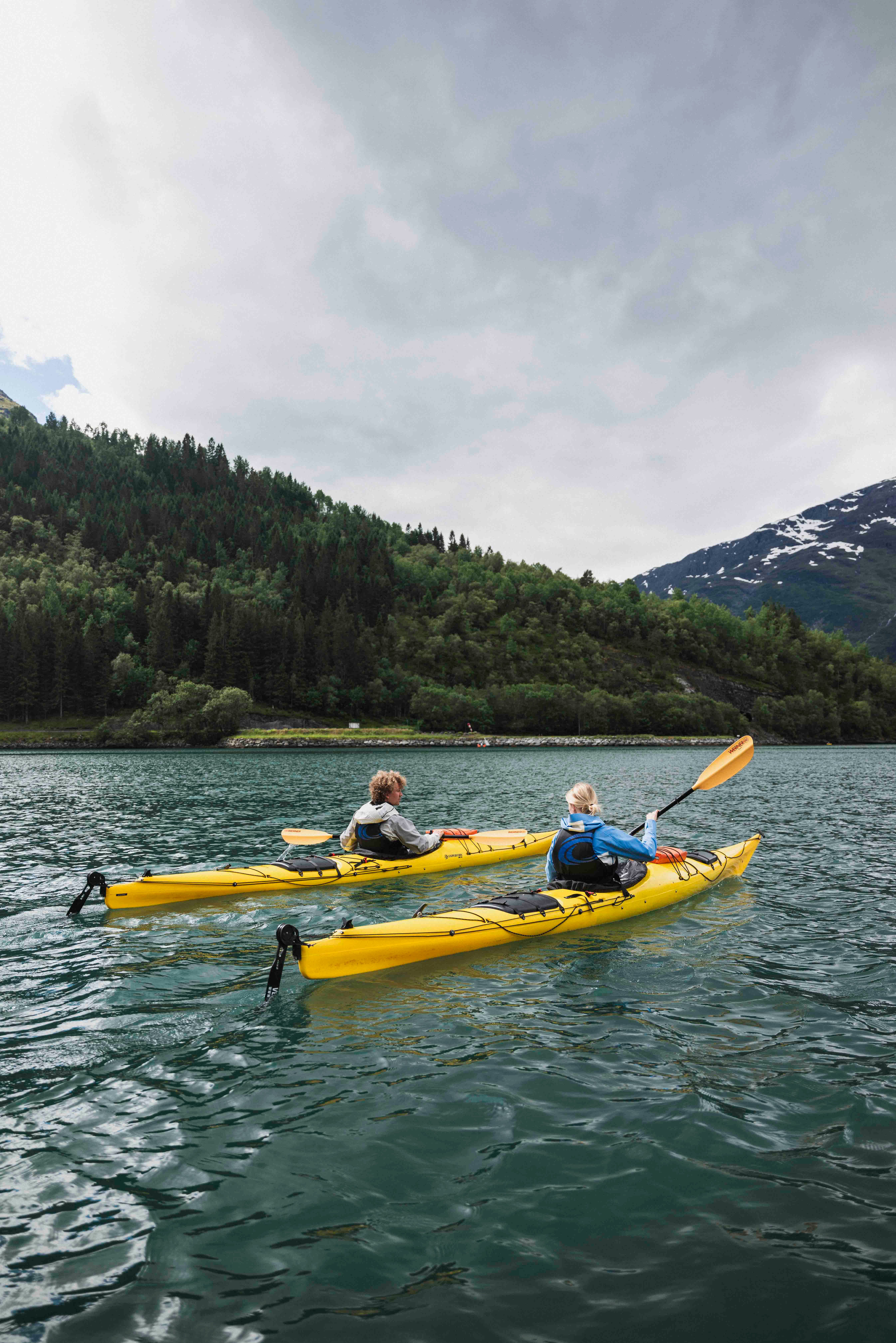 People kayaking.