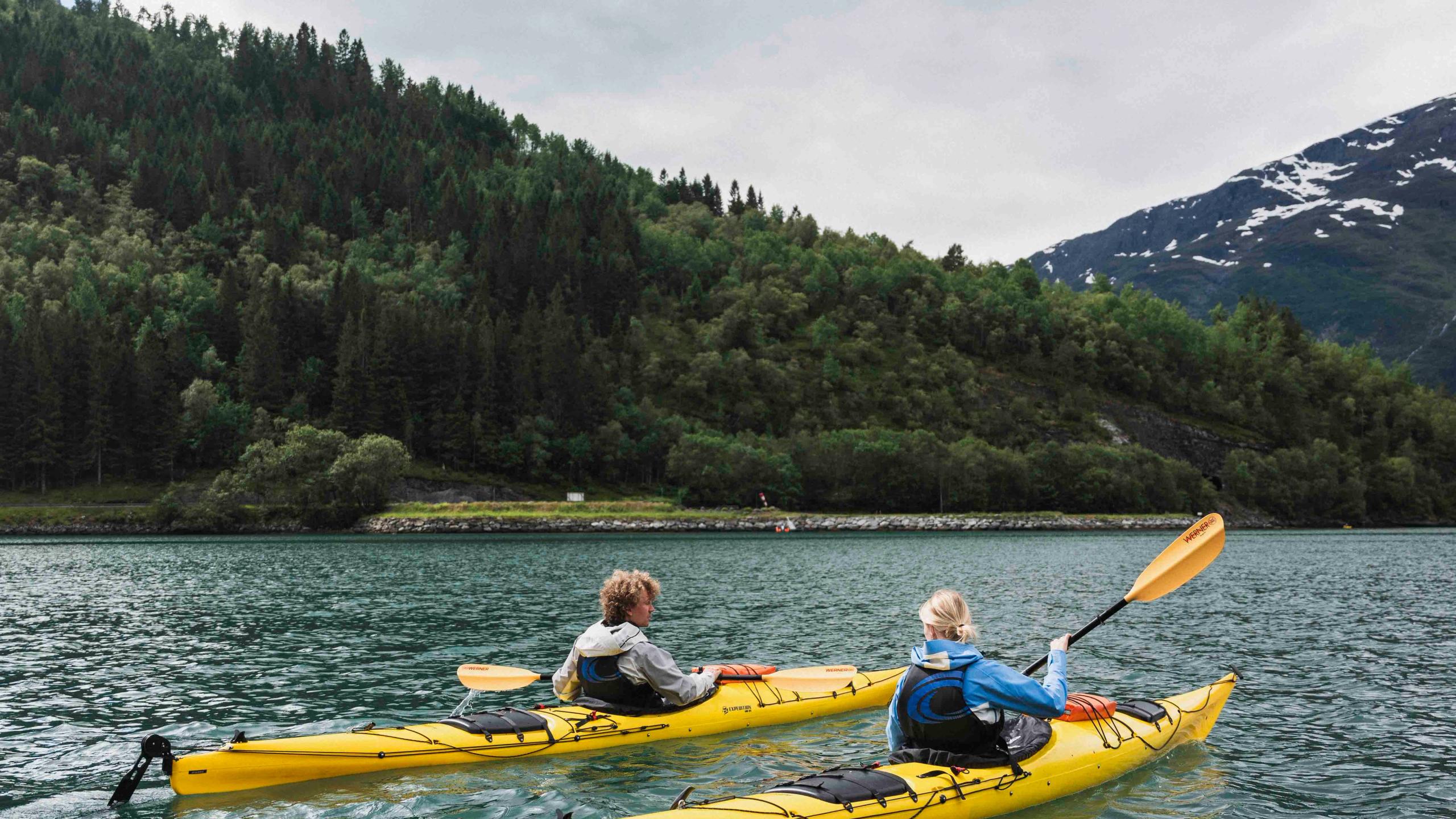 People kayaking.