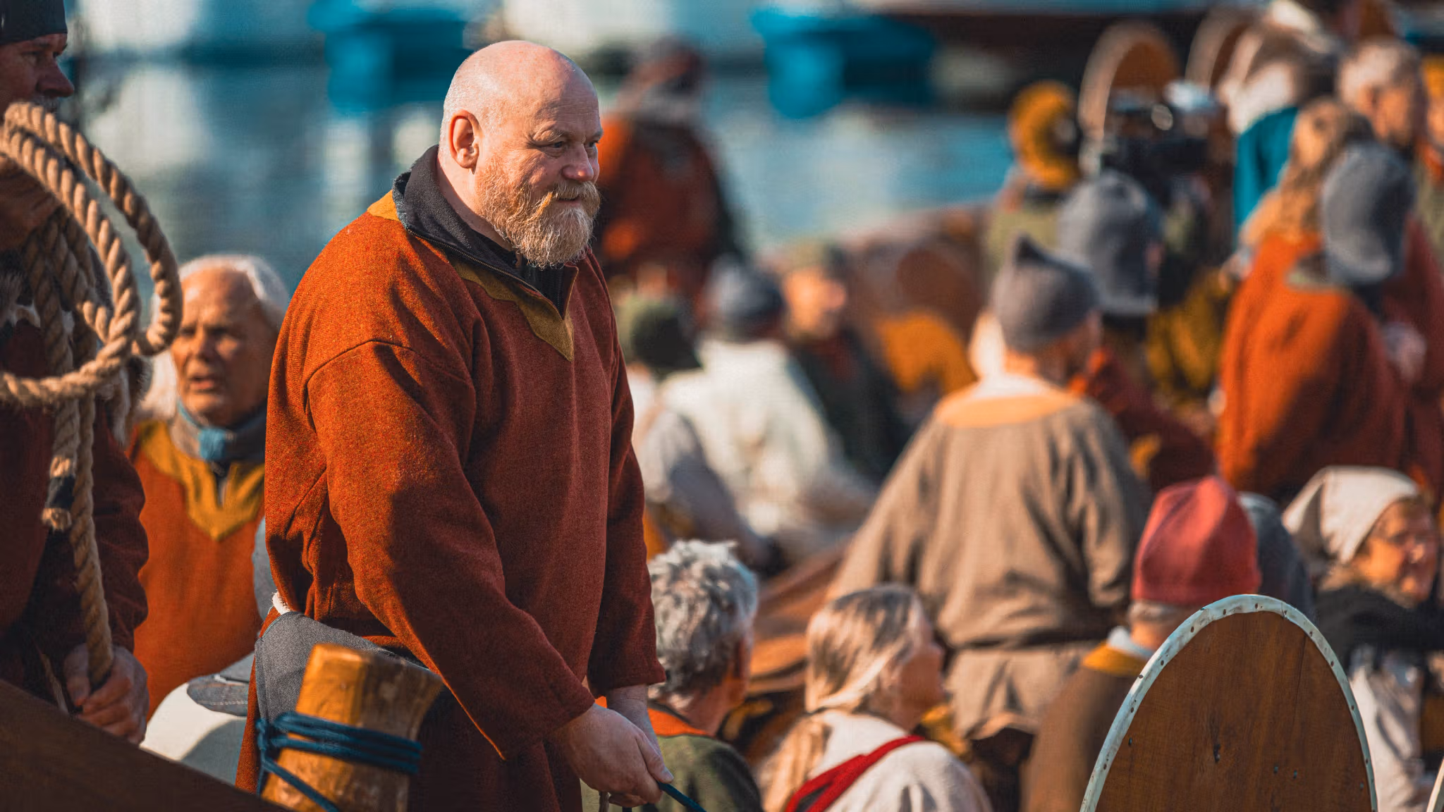 Vikings at the The Myklebust Viking ship in Nordfjord