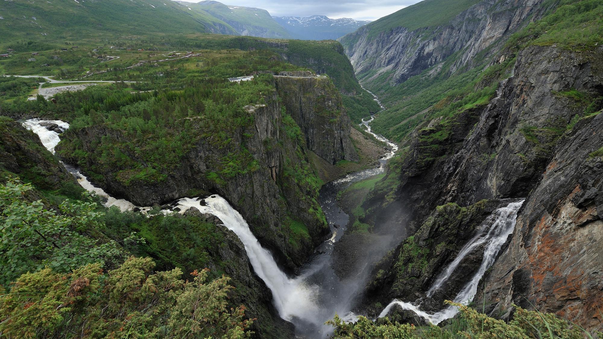 The Vøringsfossen waterfall at Norwegian Scenic Route Hardangervidda in Fjord Norway