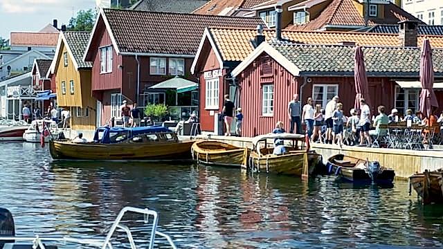 Boats and happy people in Kragerø, Eastern Norway