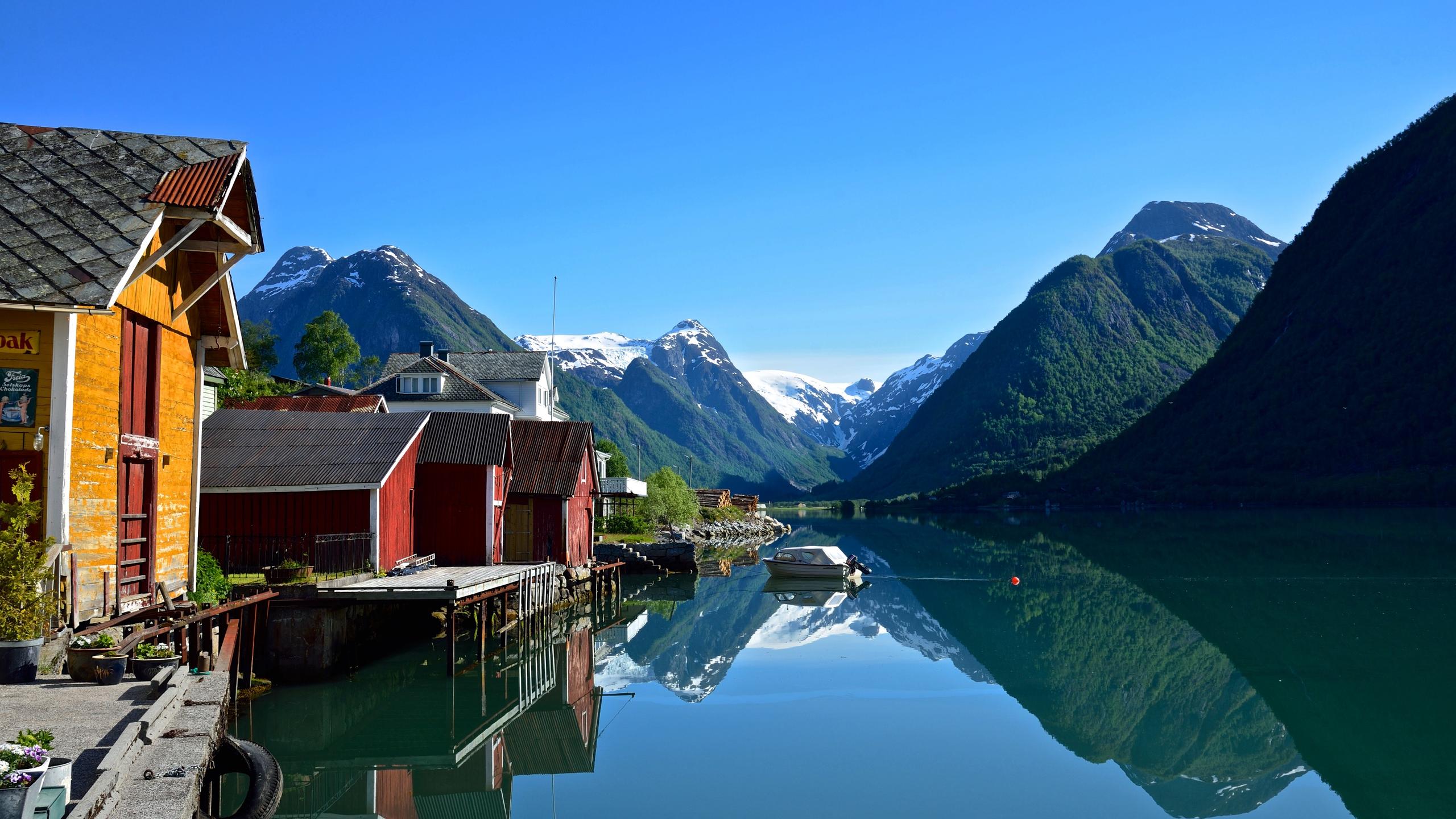 Boat houses in Fjærland - Fjærlandsfjord