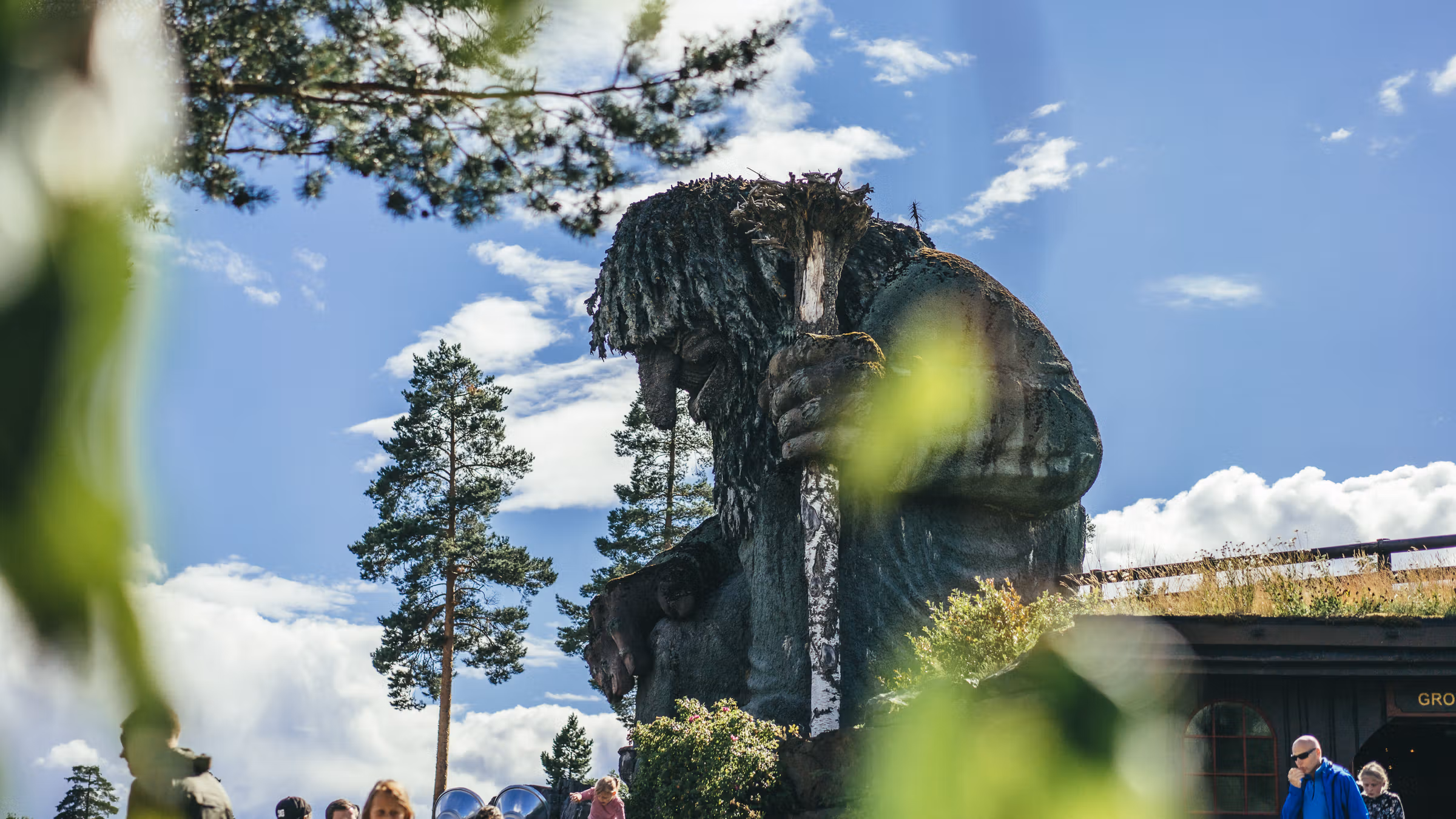 The Hunderfossen troll in Hunderfossen fairytale park on a sunny day