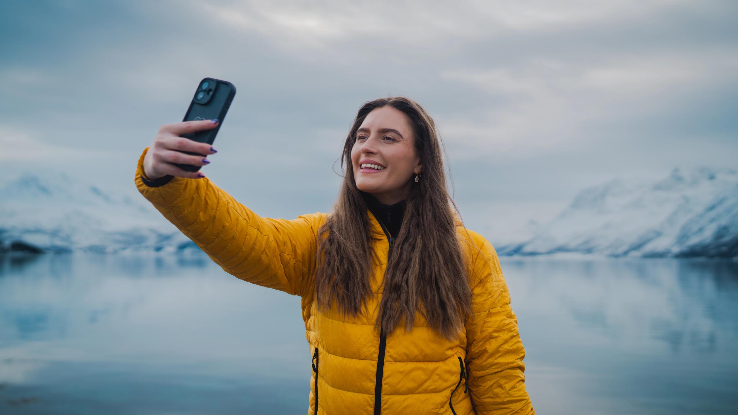 A woman taking a selfie