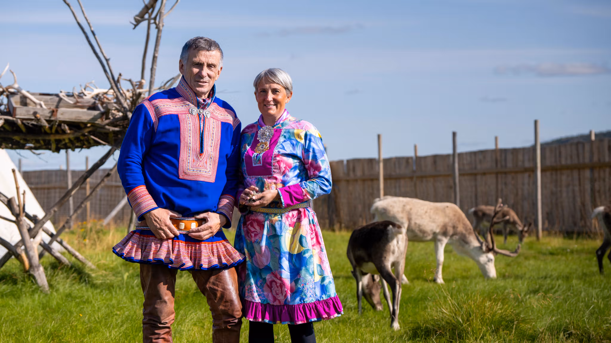 Nils Henrik Sara and his daughter Ann-Kristine Bongo at Sami Siida in Alta.