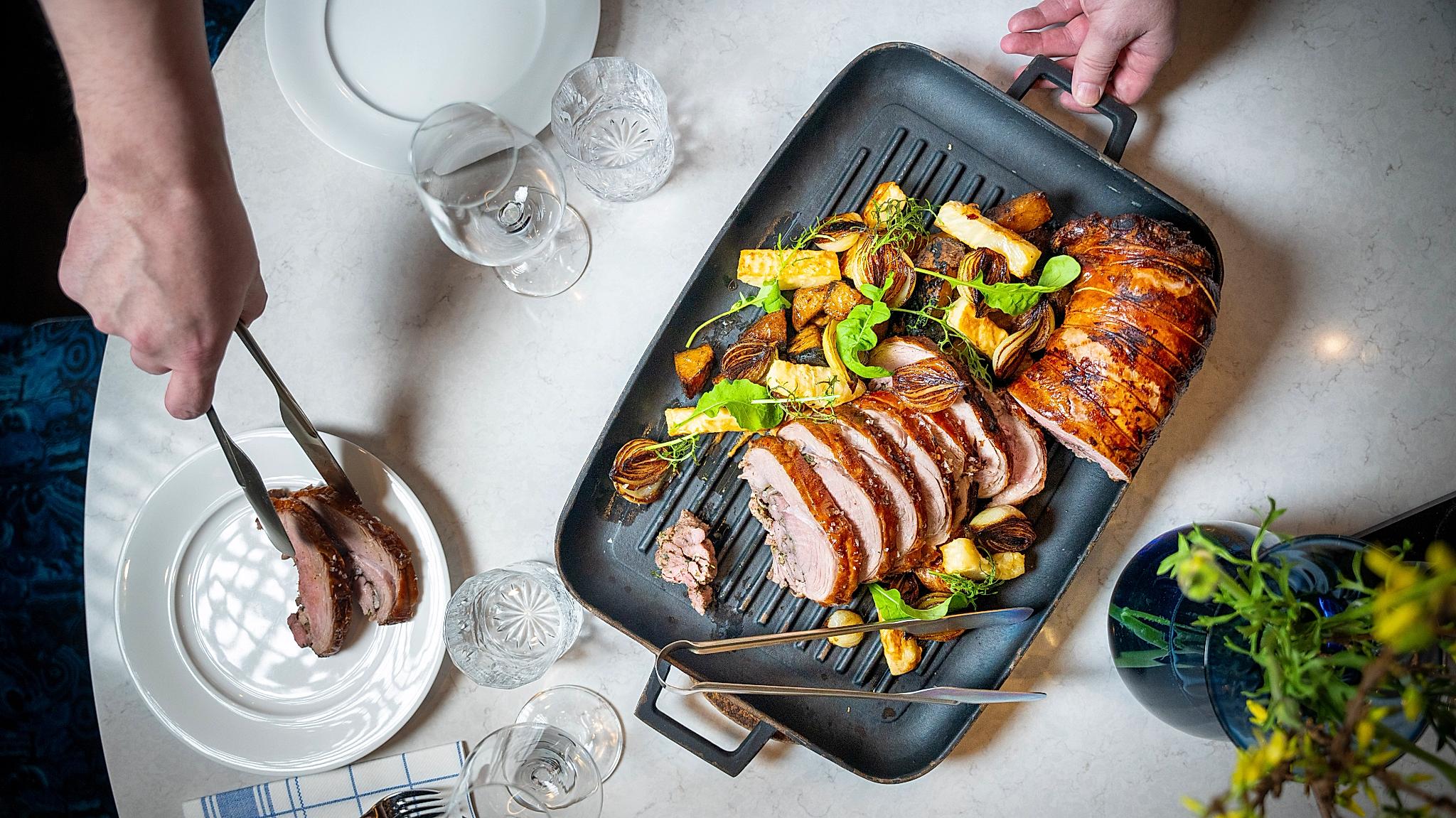 Lofot lamb servet on a silver plate