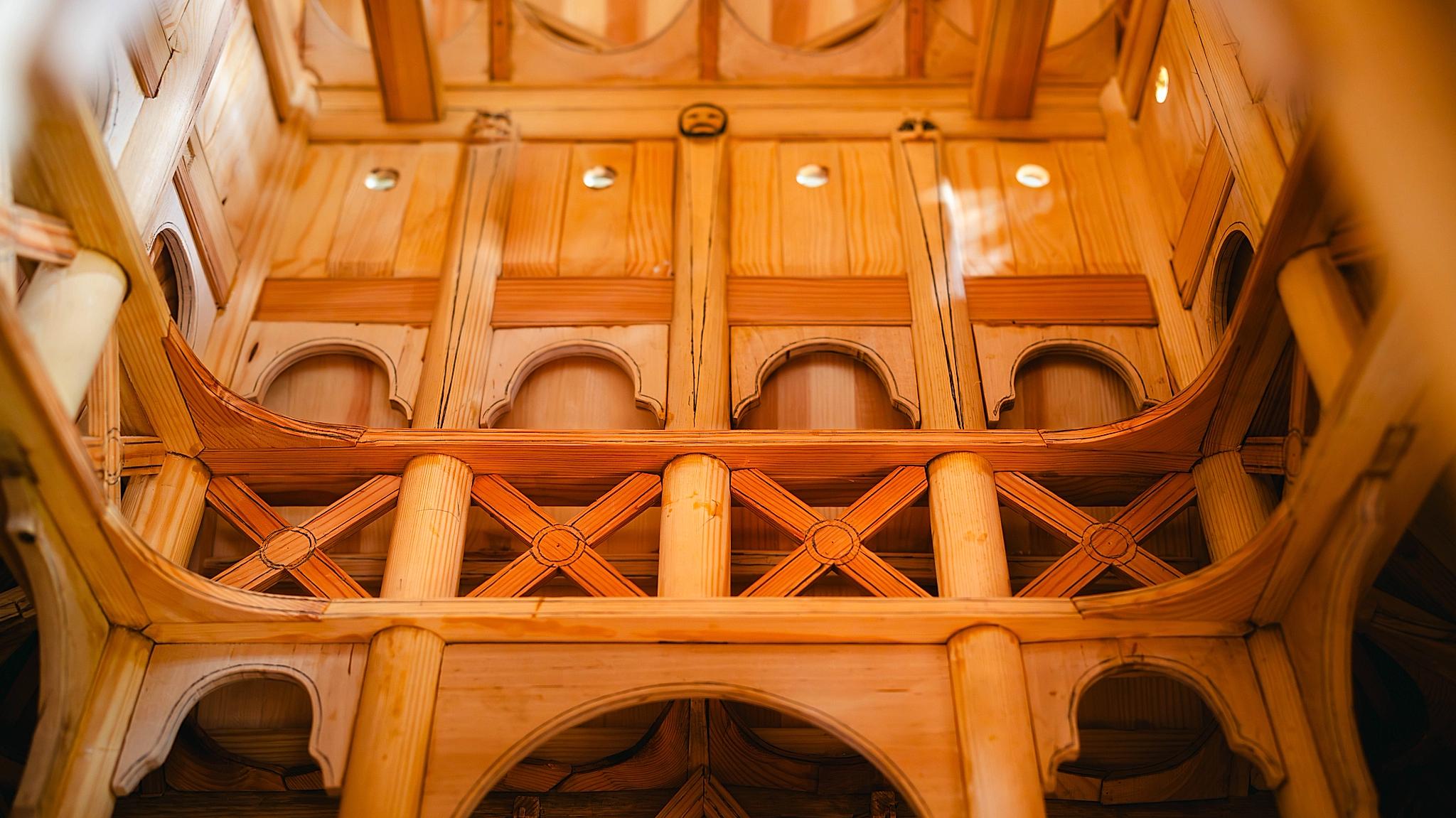 Inside the model of Setesdal stave church