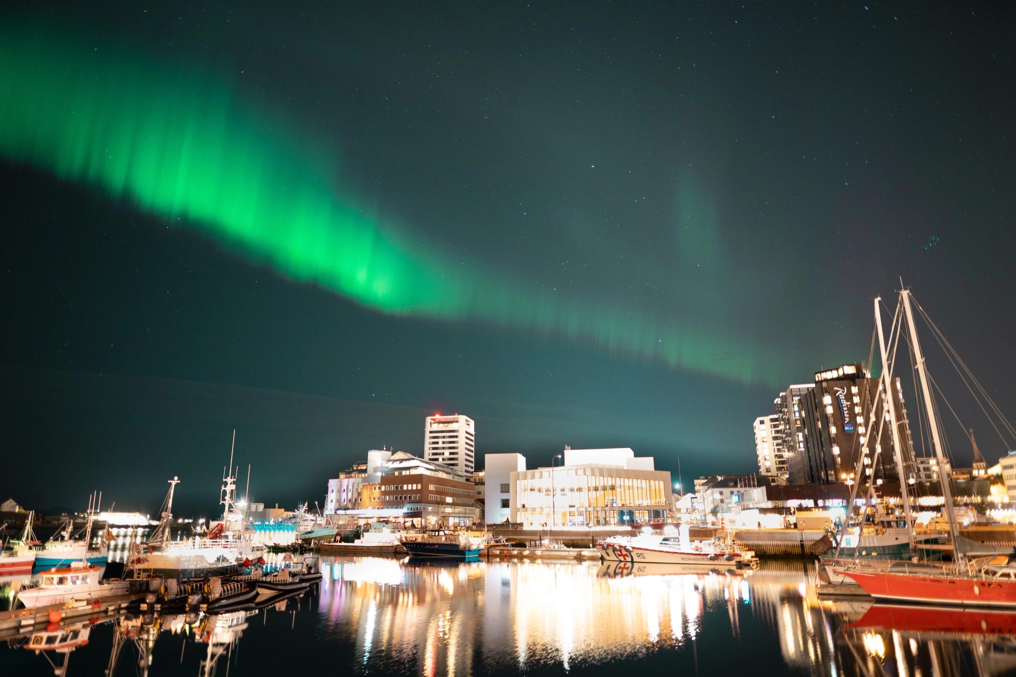 Northern lights above Bodø in Northern Norway
