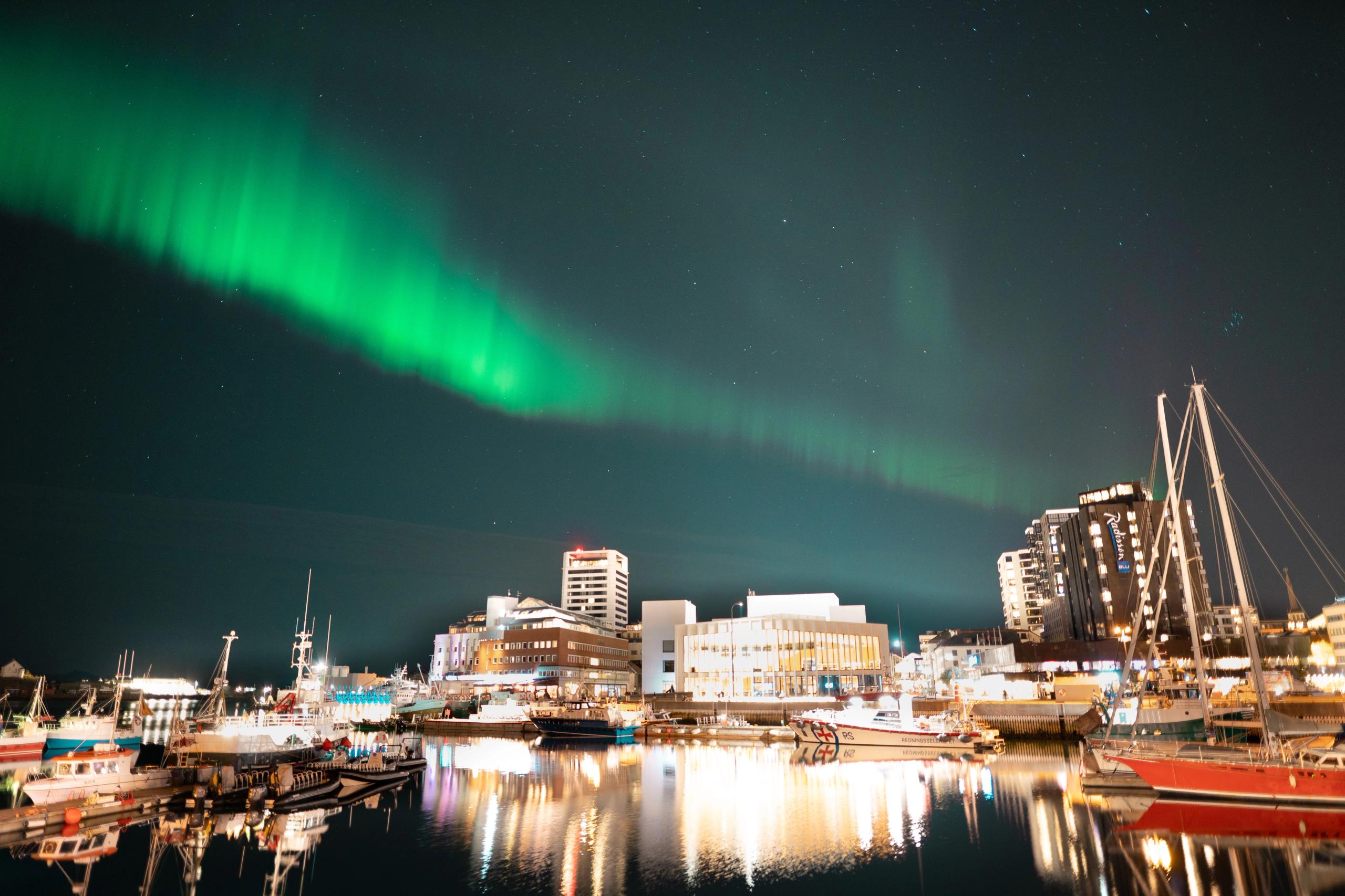 Northern lights above Bodø in Northern Norway