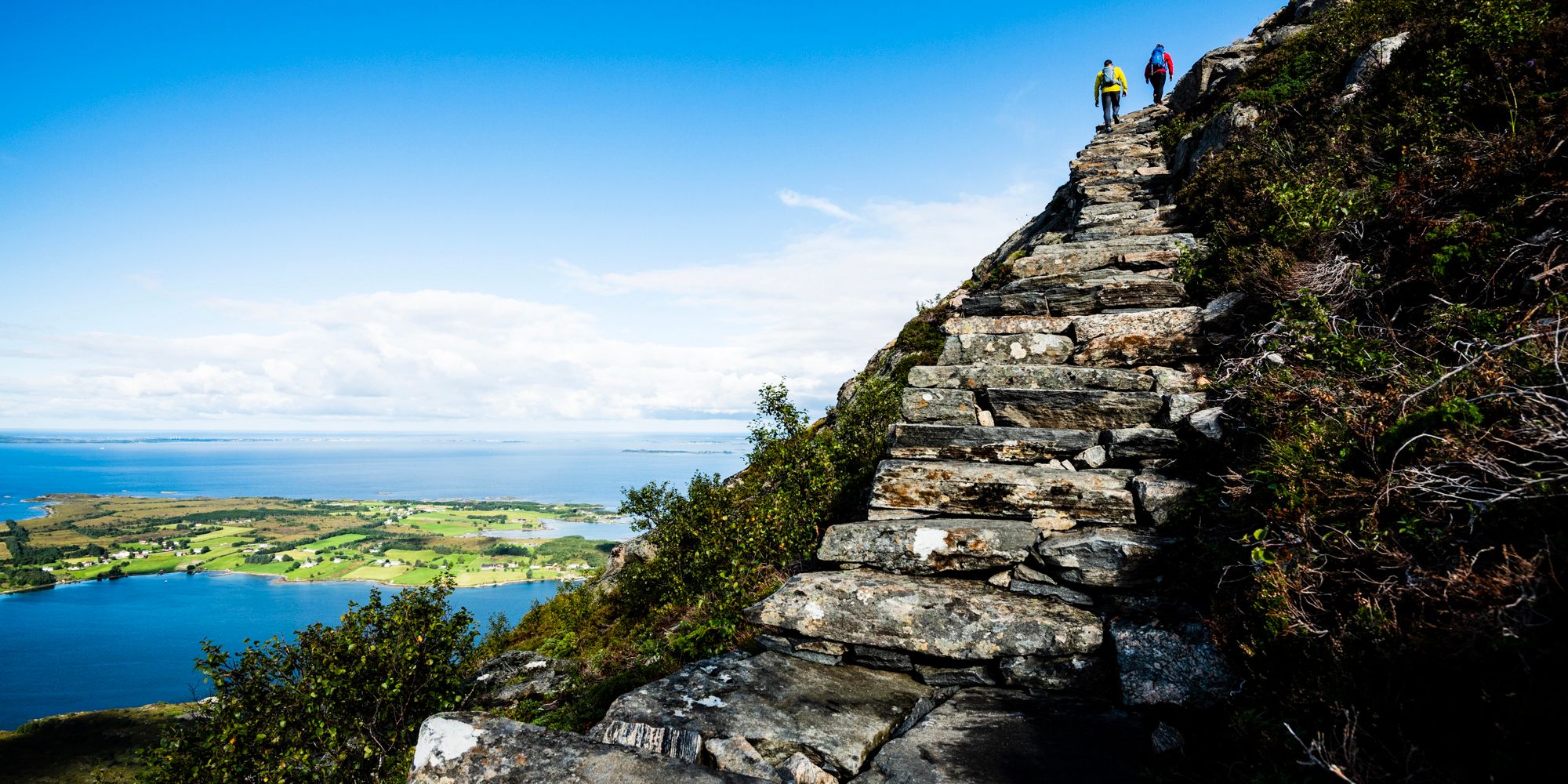 Midsuntrappene mountain stairway to Rørsethornet near Molde, Norway