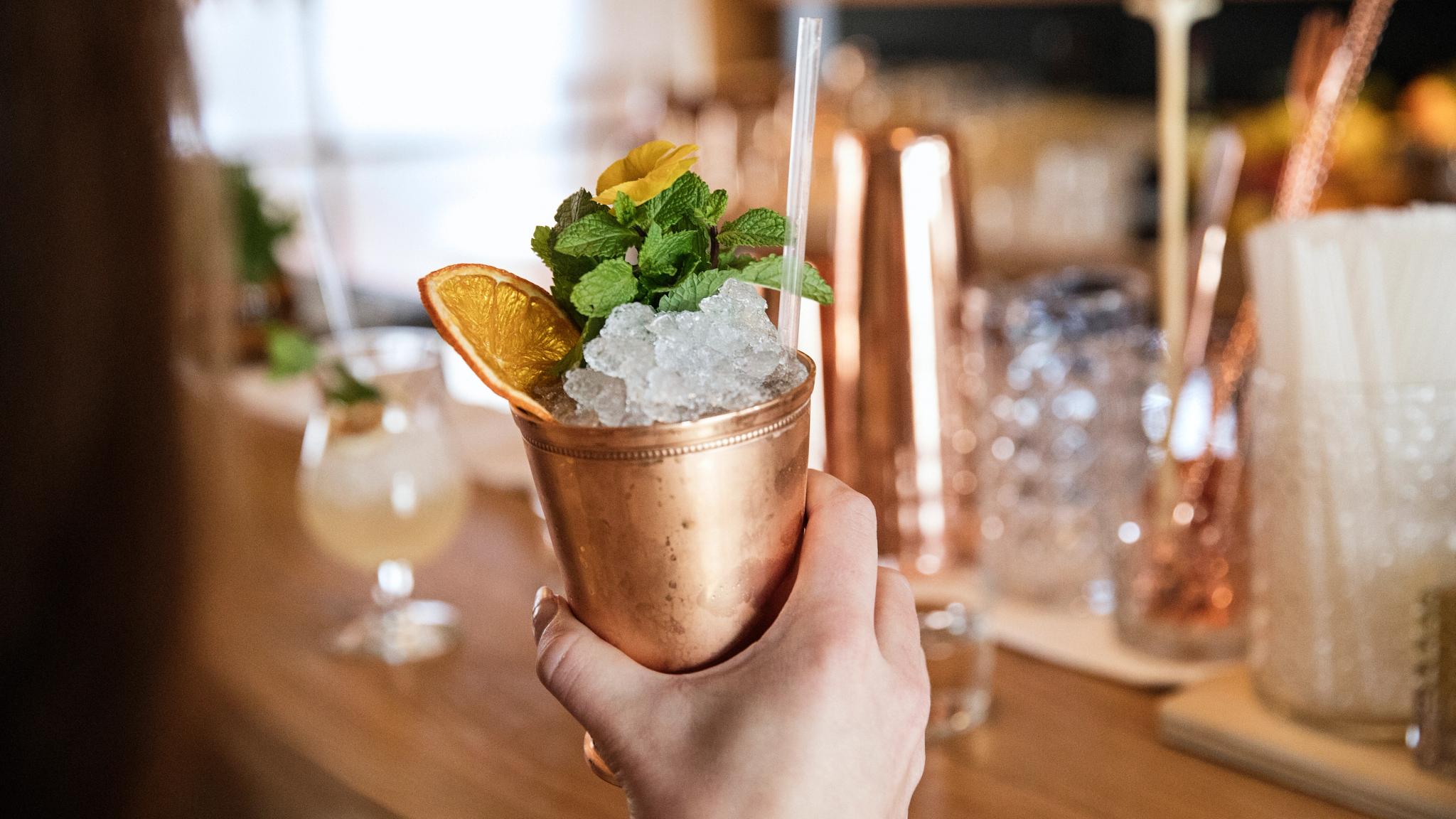 Drink at Bro restaurant, Ålesund, Fjord Norway