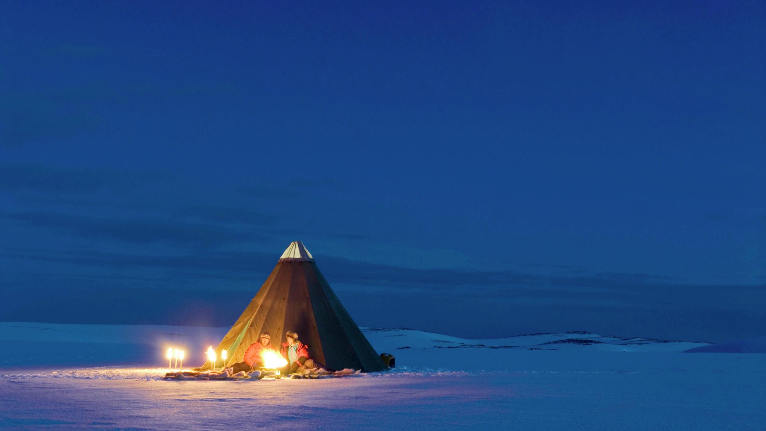 A lavvo in the snow at Finnmark mountain plateau.