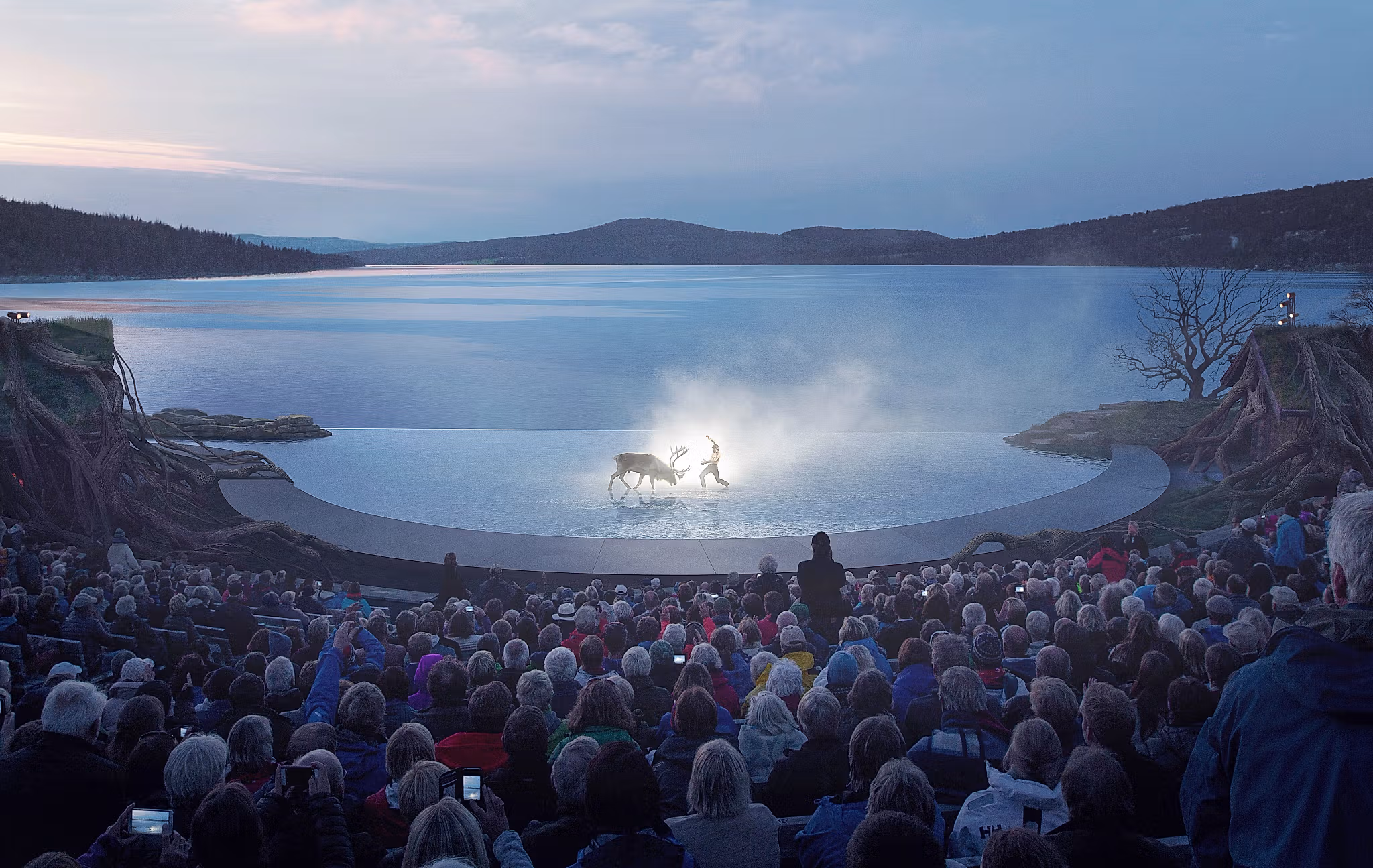 View from the crowd on the stage of the Peer Gynt Festival, Gålå, Eastern Norway