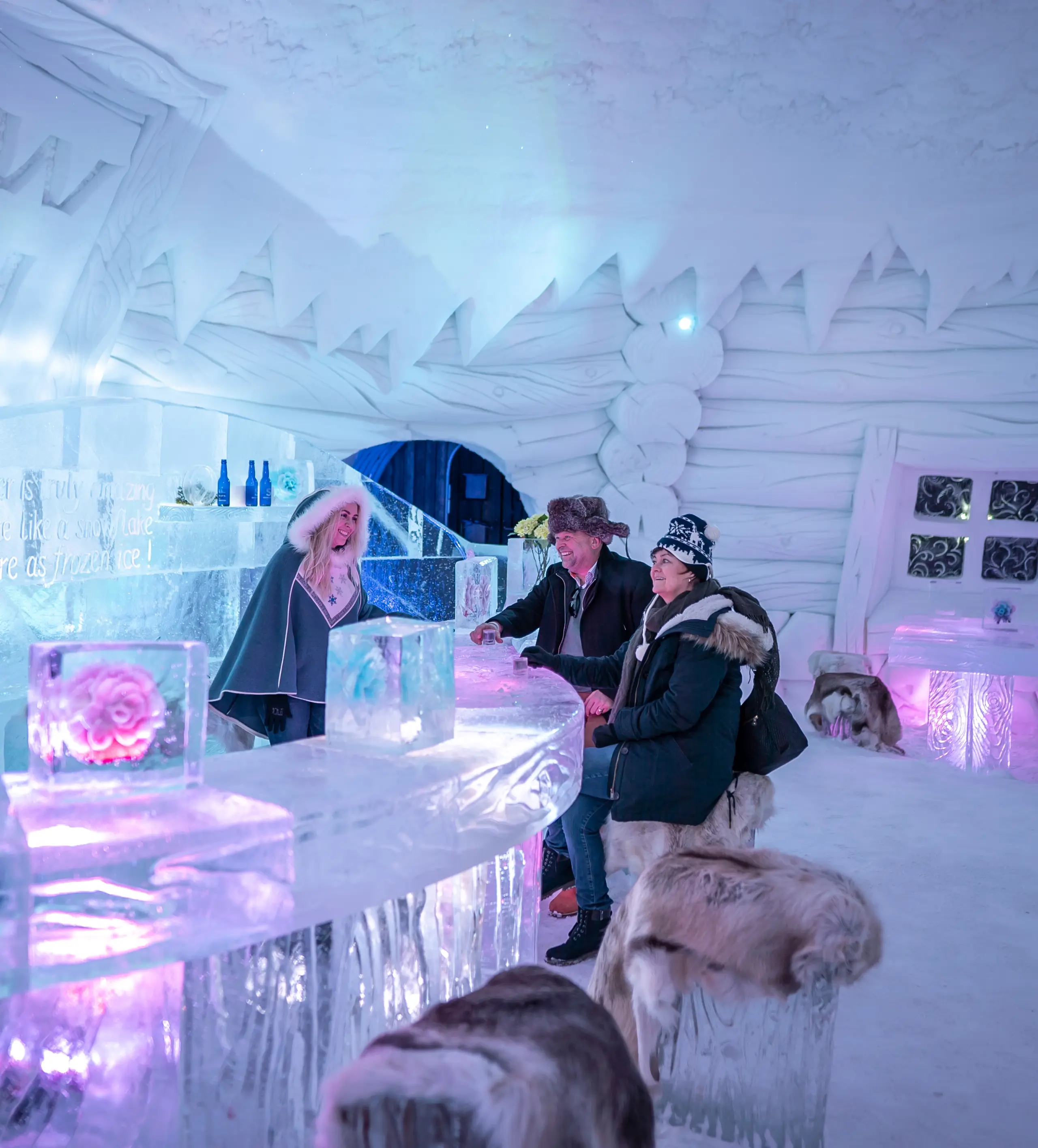 Guests in the ice bar at Snowhotel Kirkenes