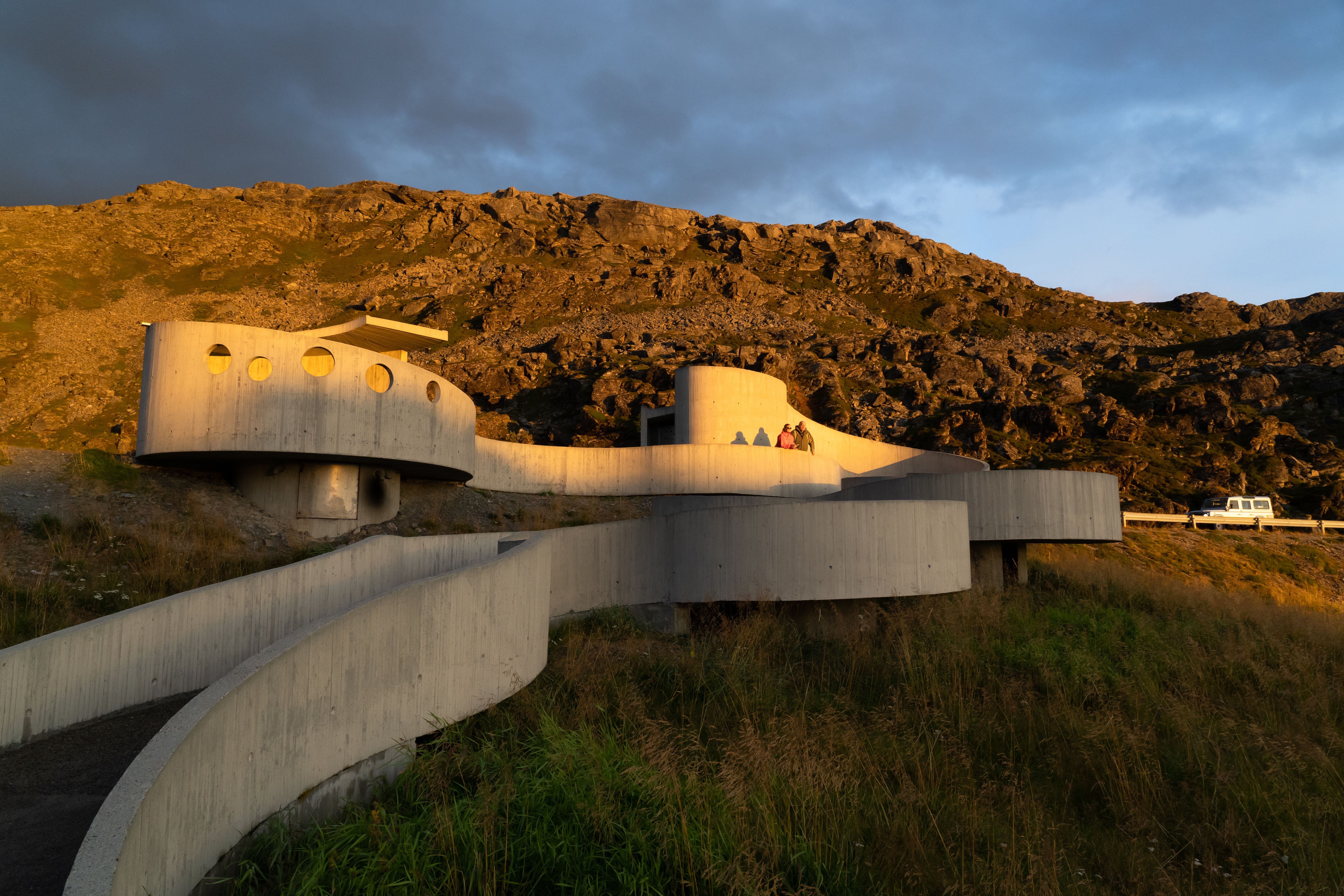 A view of the concrete sculpture at Selvika Rest Area