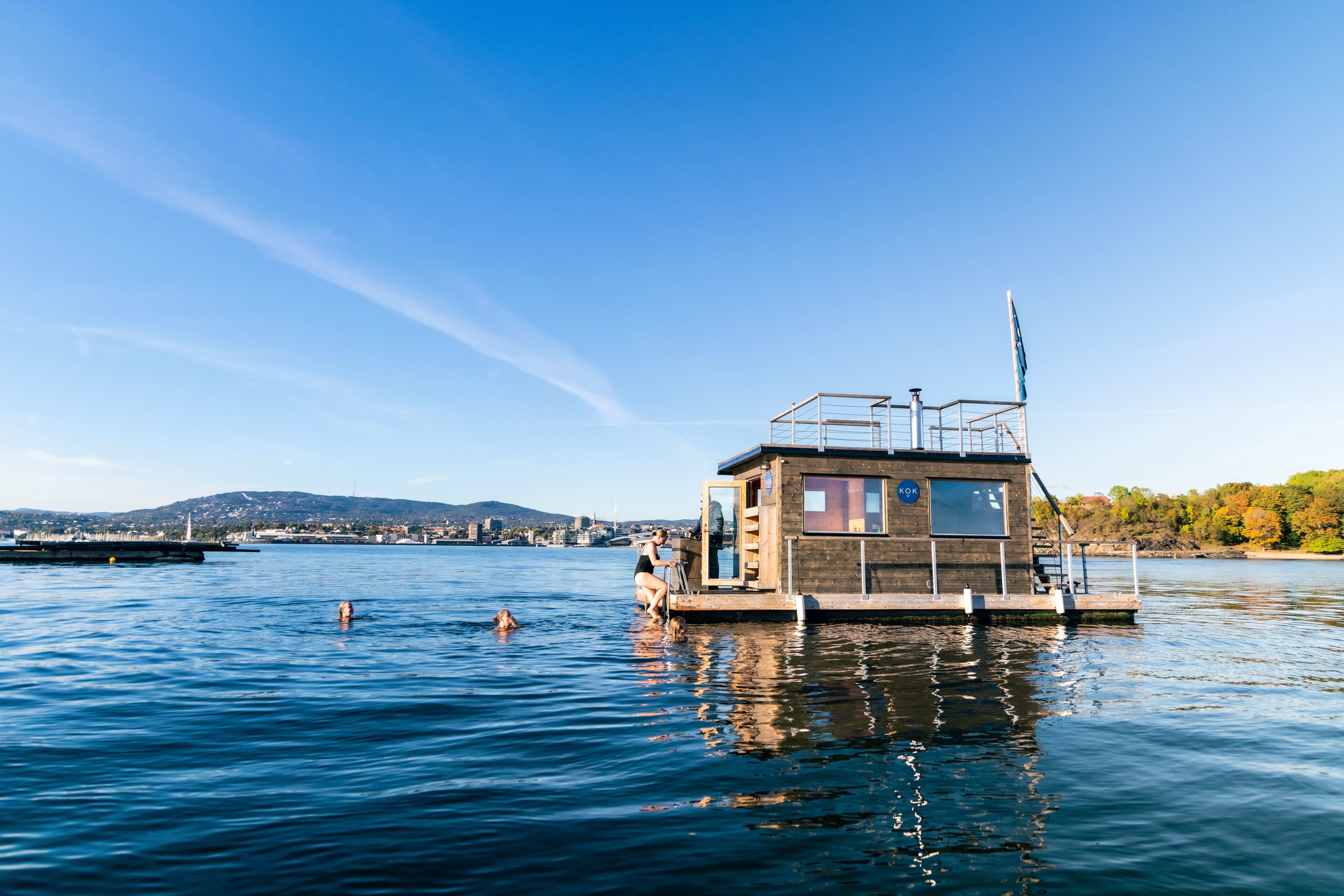 A floating sauna in the Oslofjord