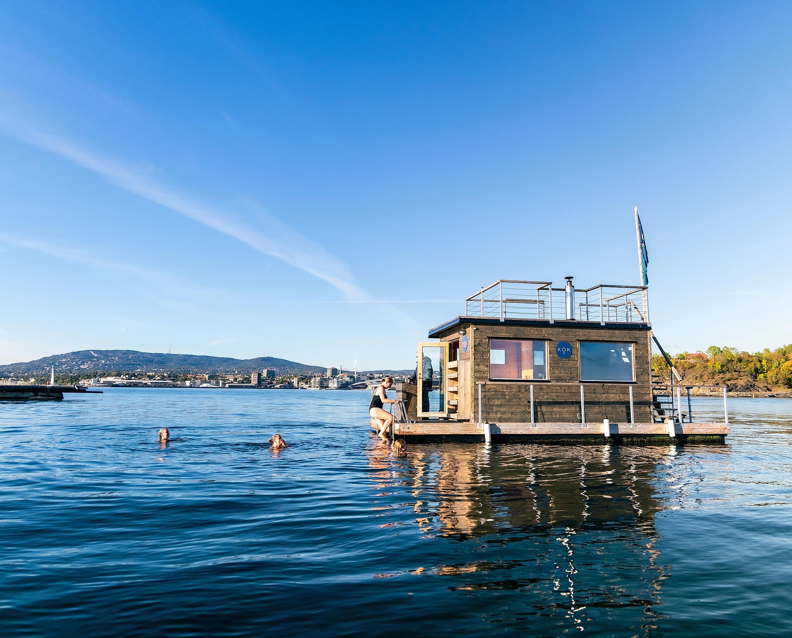 A floating sauna in the Oslofjord