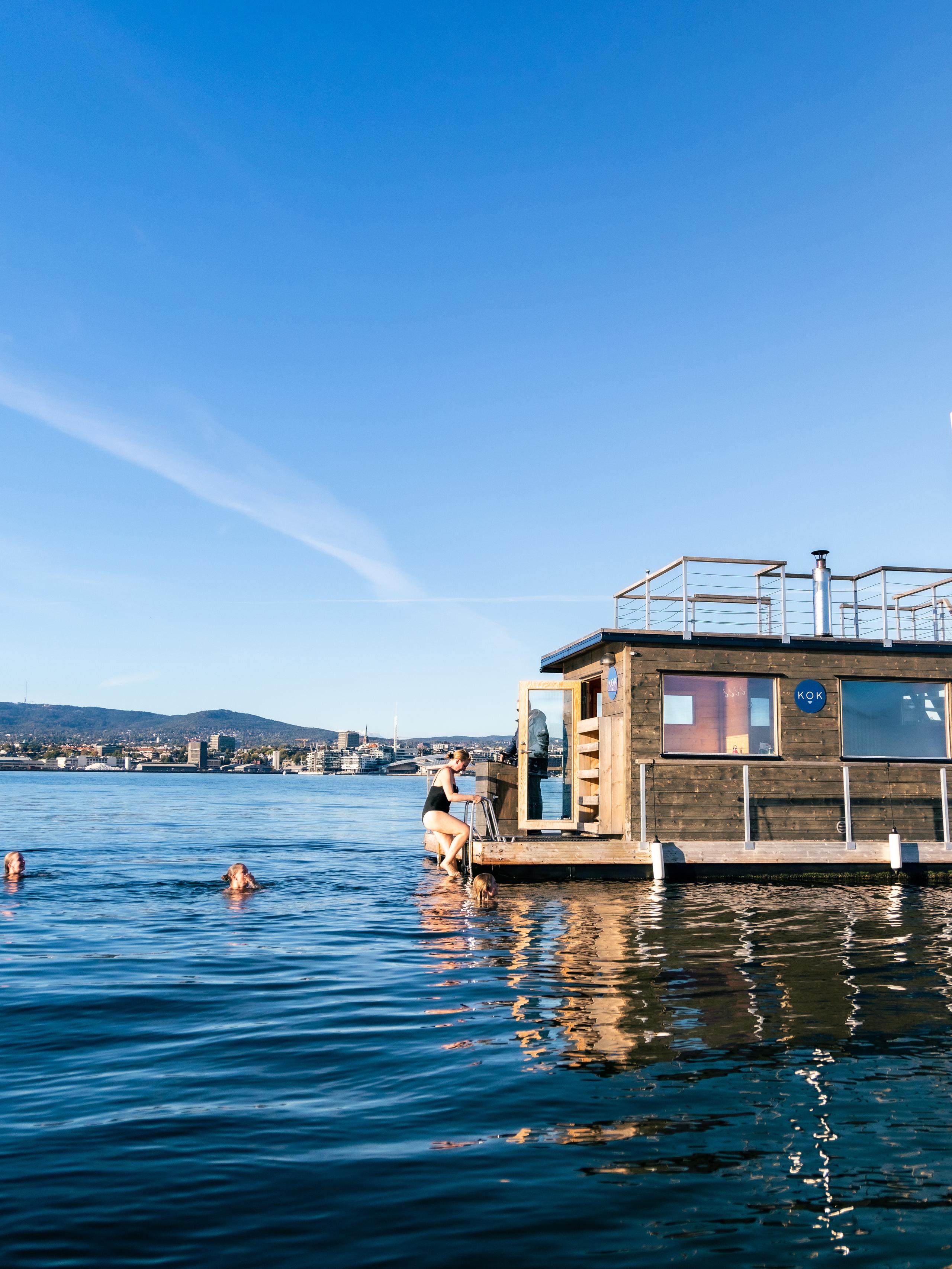 A floating sauna in the Oslofjord