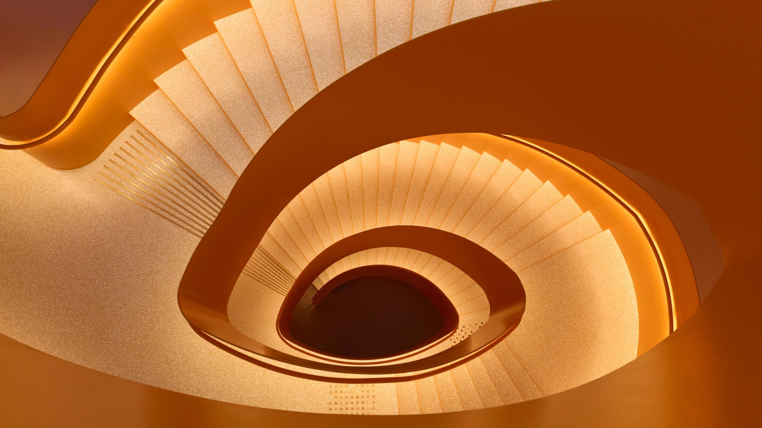 Beautiful architectural staircase in PoMo art museum, Trondheim.