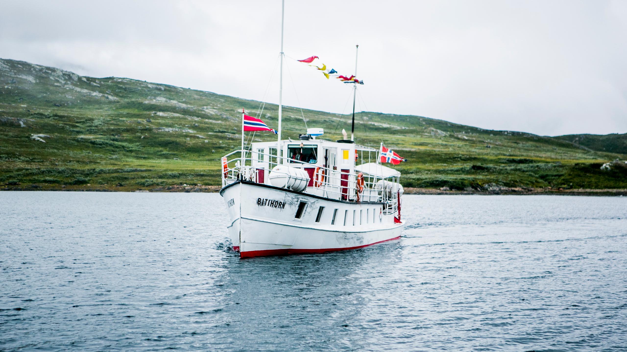 A boat on a mountain lake in the Jotunheimen mountains.