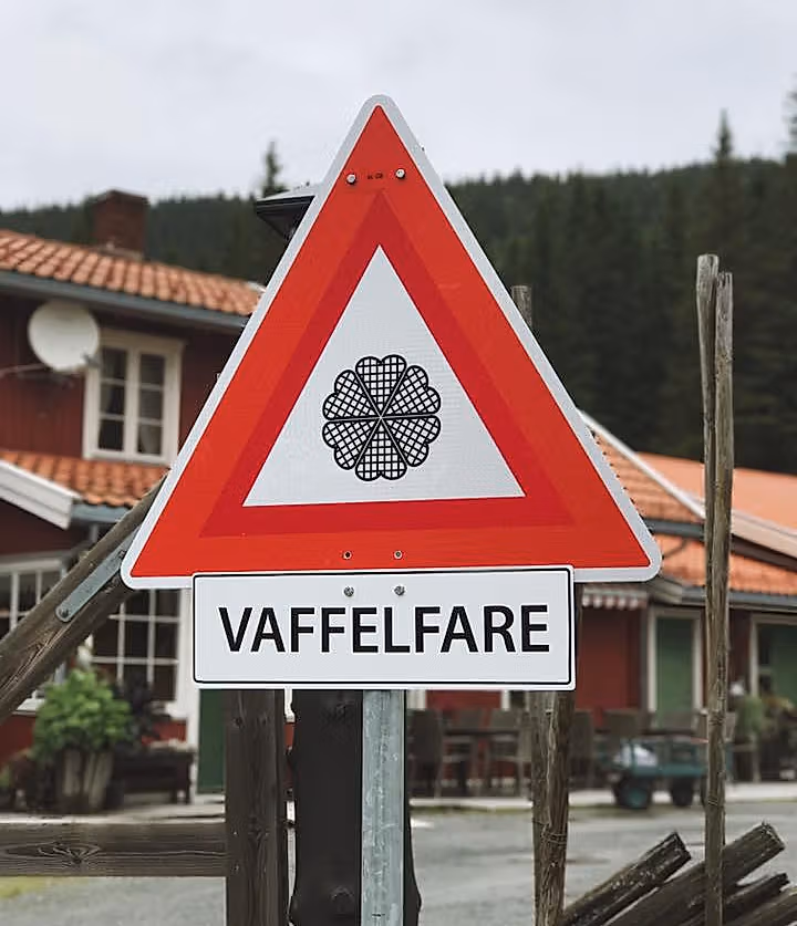 Waffle sign at Torsætra Kafé in Skreia