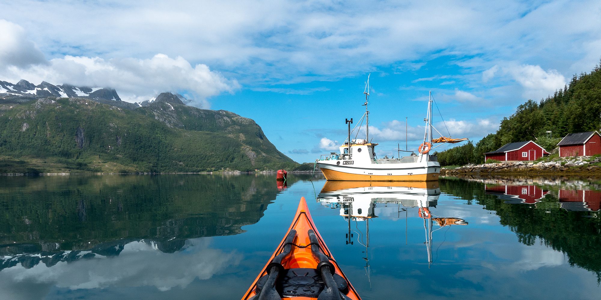 Kayaking in Meløy on the Helgeland coast in Northern Norway