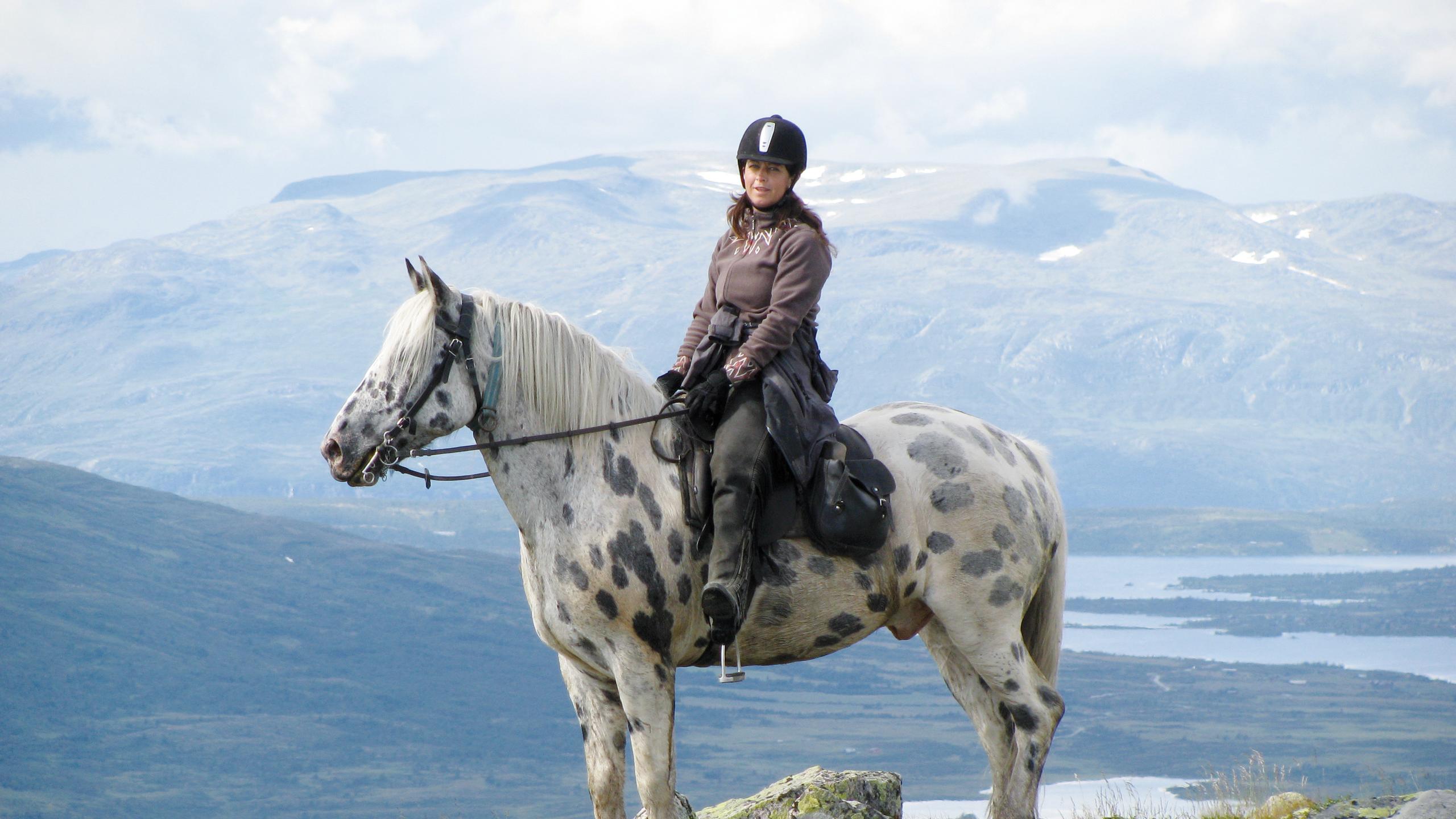 A person horseback riding in the mountains in Hemsedal, Eastern Norway