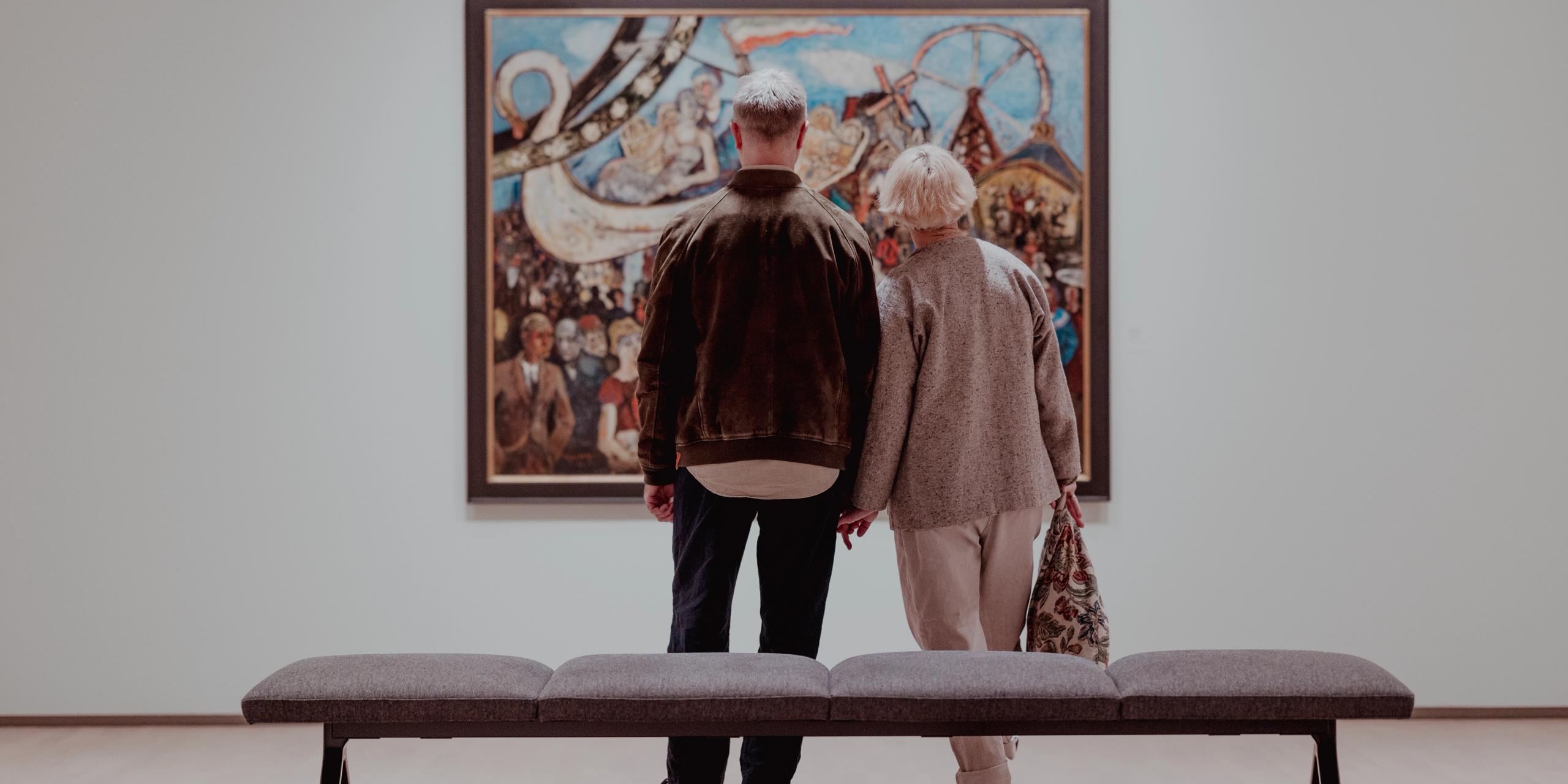 A couple admiring art at Kunstsilo Museum